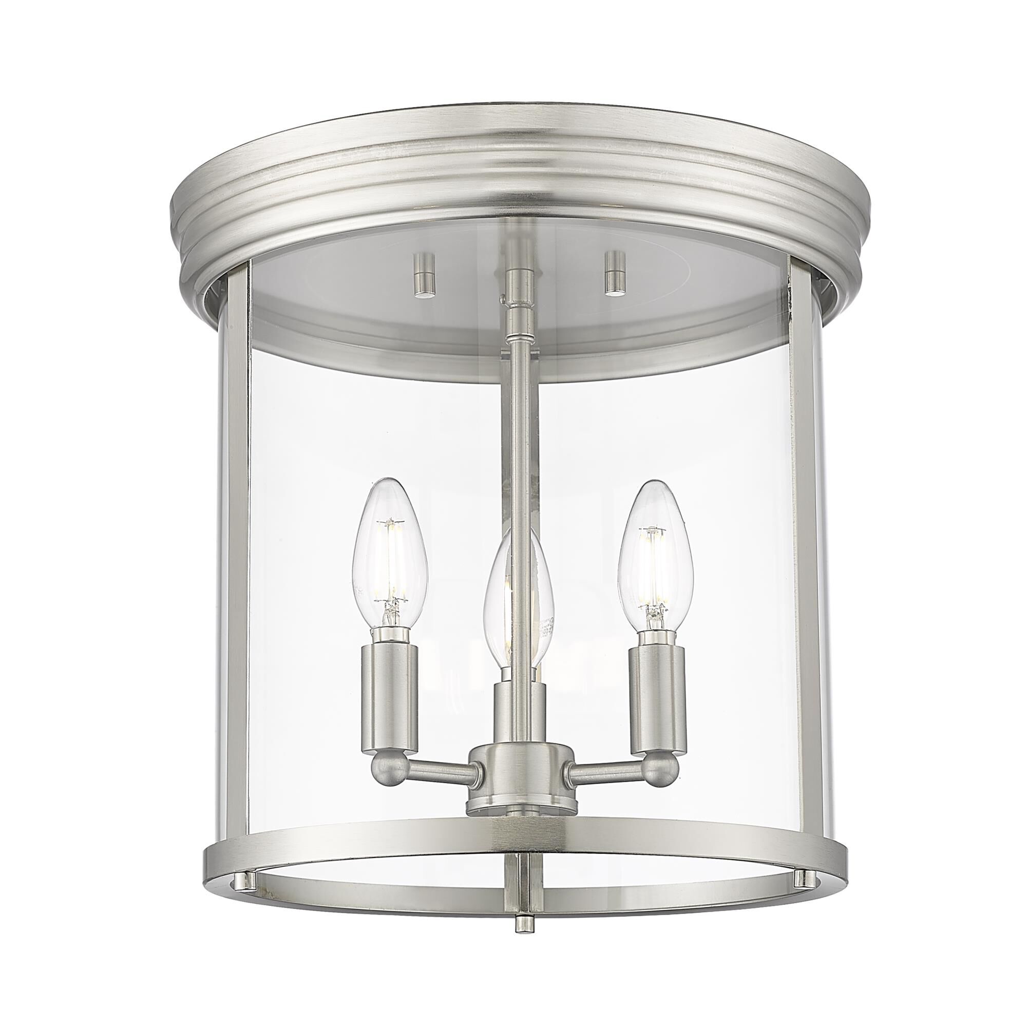 Shown in Brushed Nickel finish and Clear glass and Clear shade