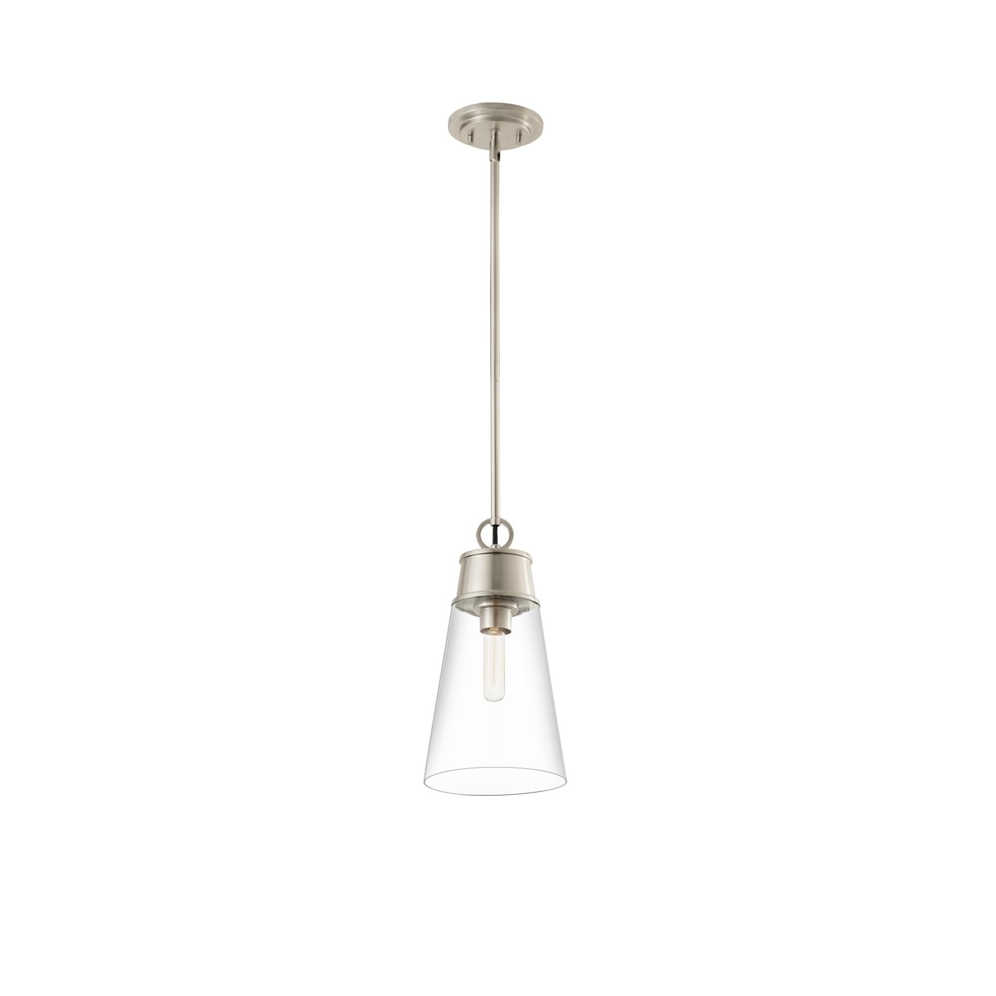 Shown in Brushed Nickel finish and Glass shade