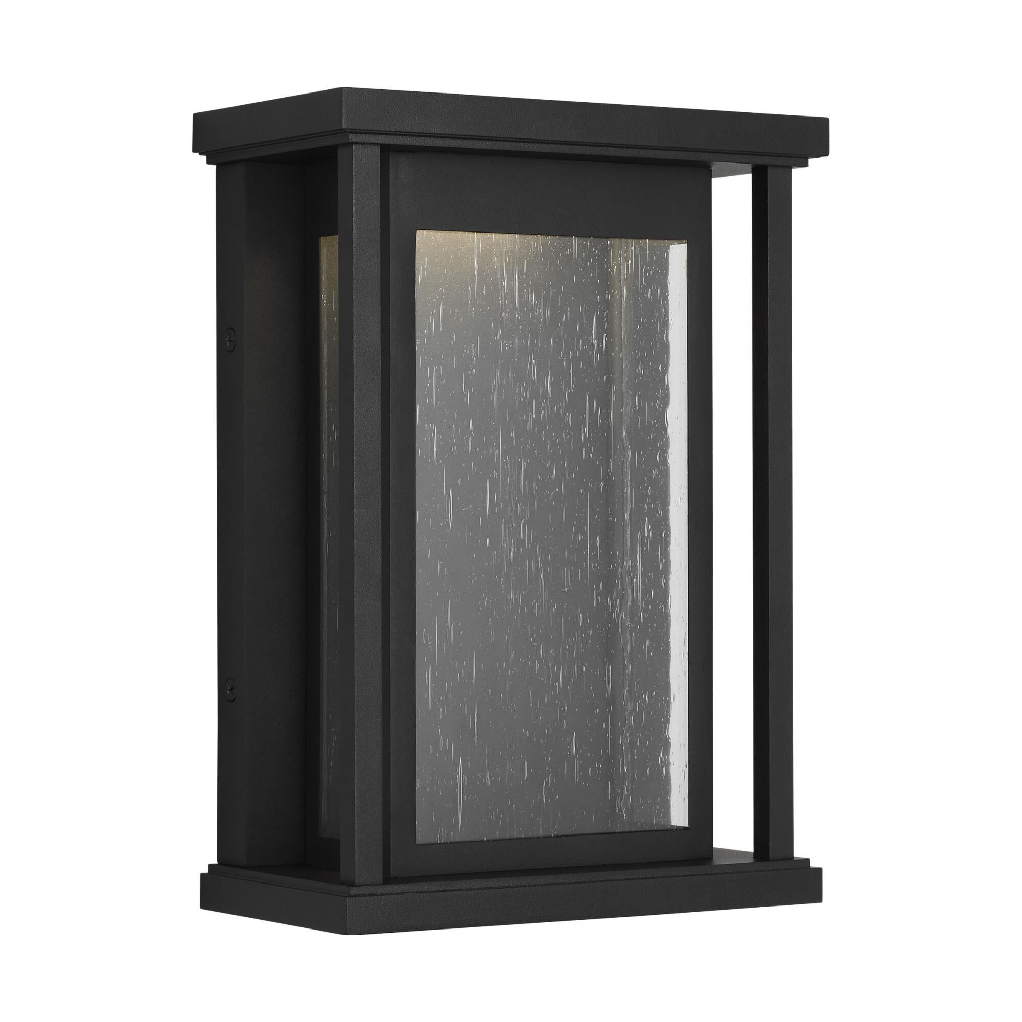 Shown in Textured Black finish and Clear Seeded Glass Panels shade