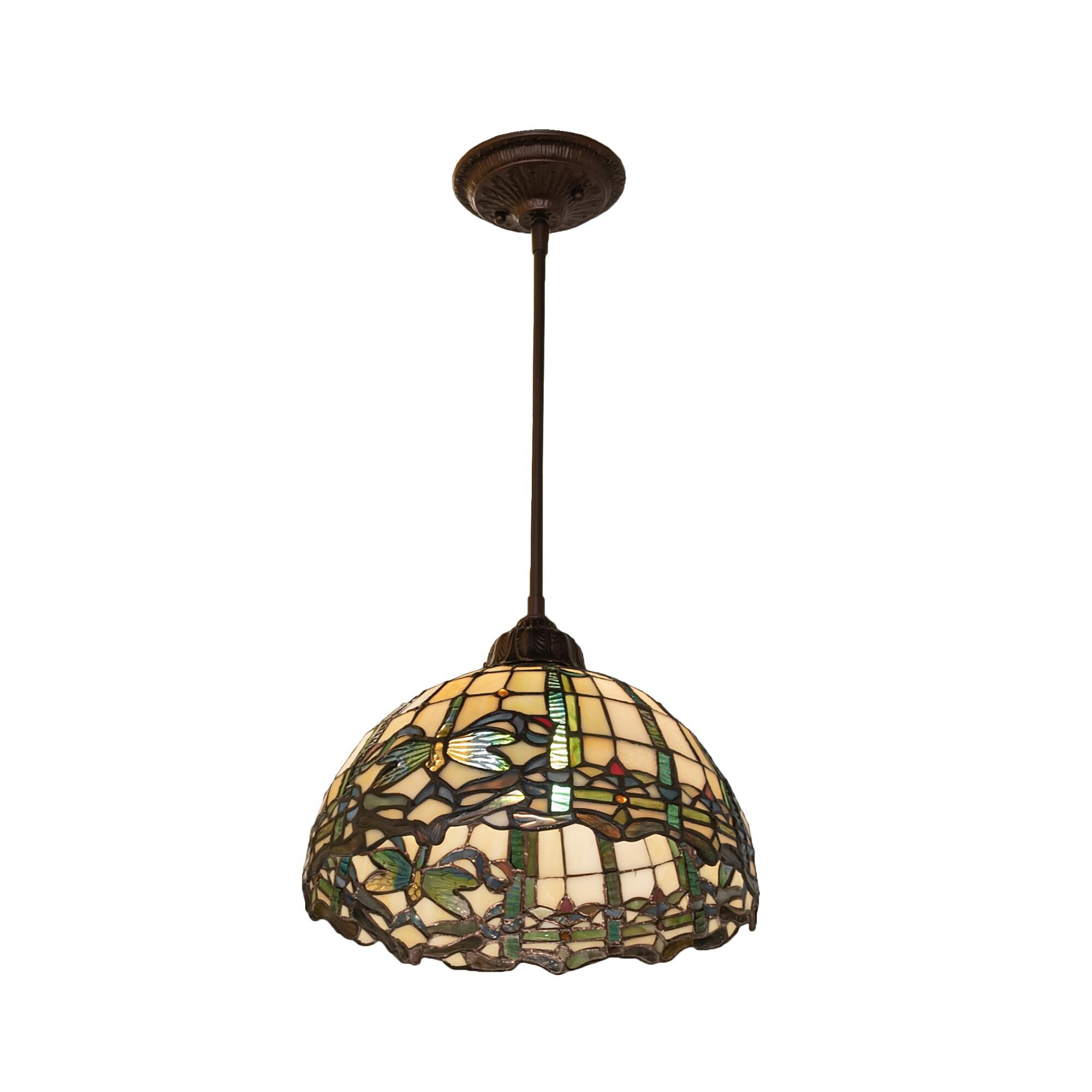 Meyda Lighting Tiffany Dragonfly 12 Inch Mini Pendant