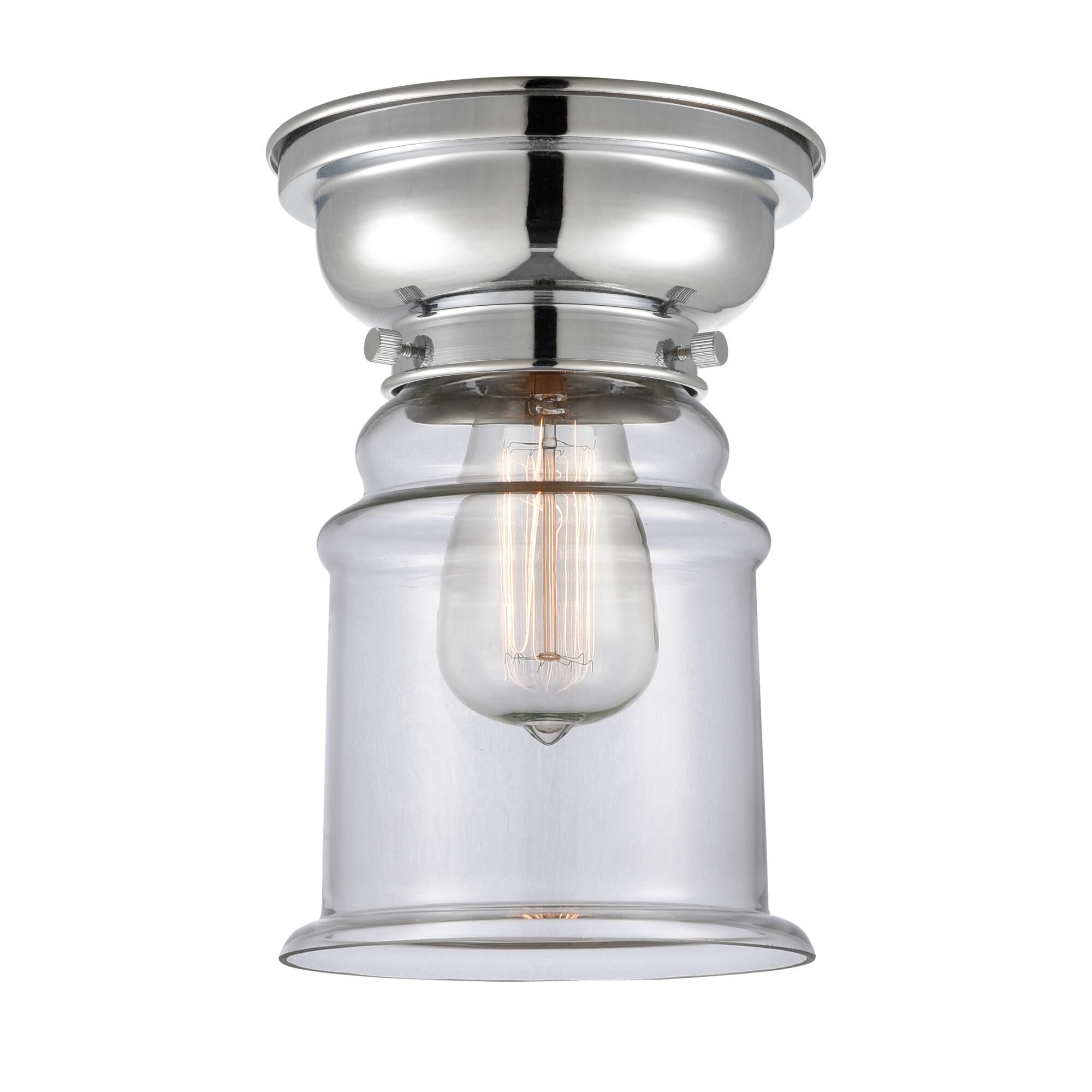 Shown in Polished Chrome finish and Bell glass and Glass shade