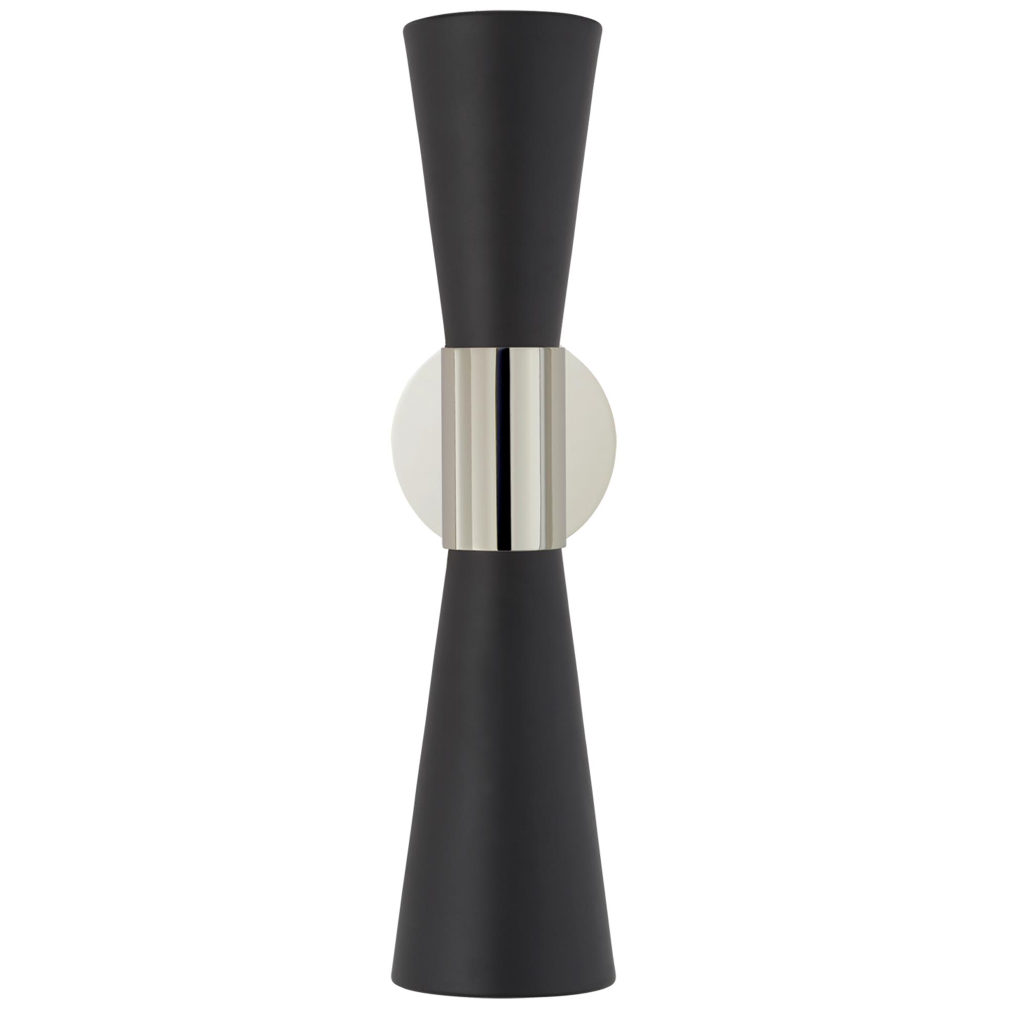 Shown in Polished Nickel finish and Black glass