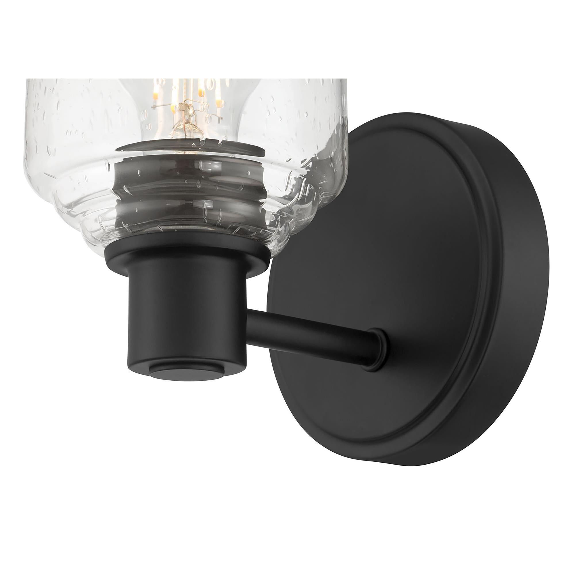 Shown in Matte Black finish and Clear Seeded glass