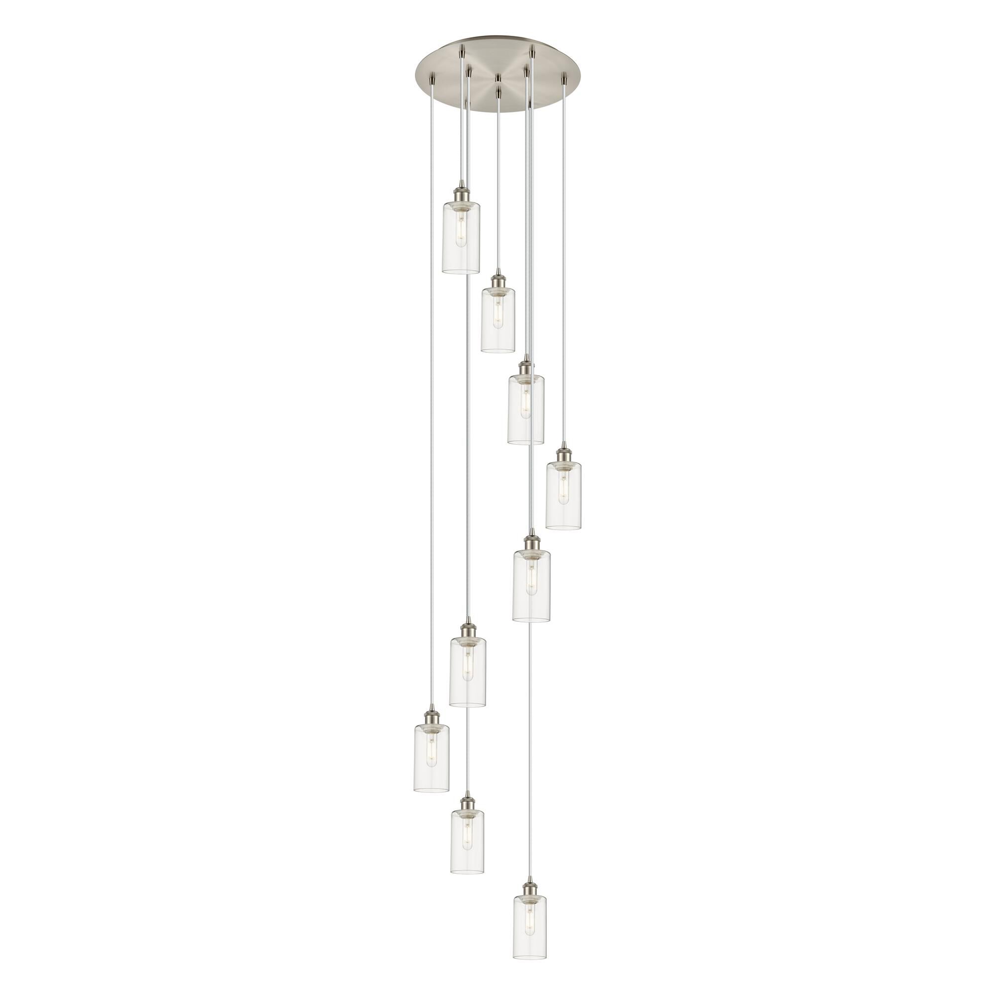 Shown in Satin Nickel finish and Clear shade
