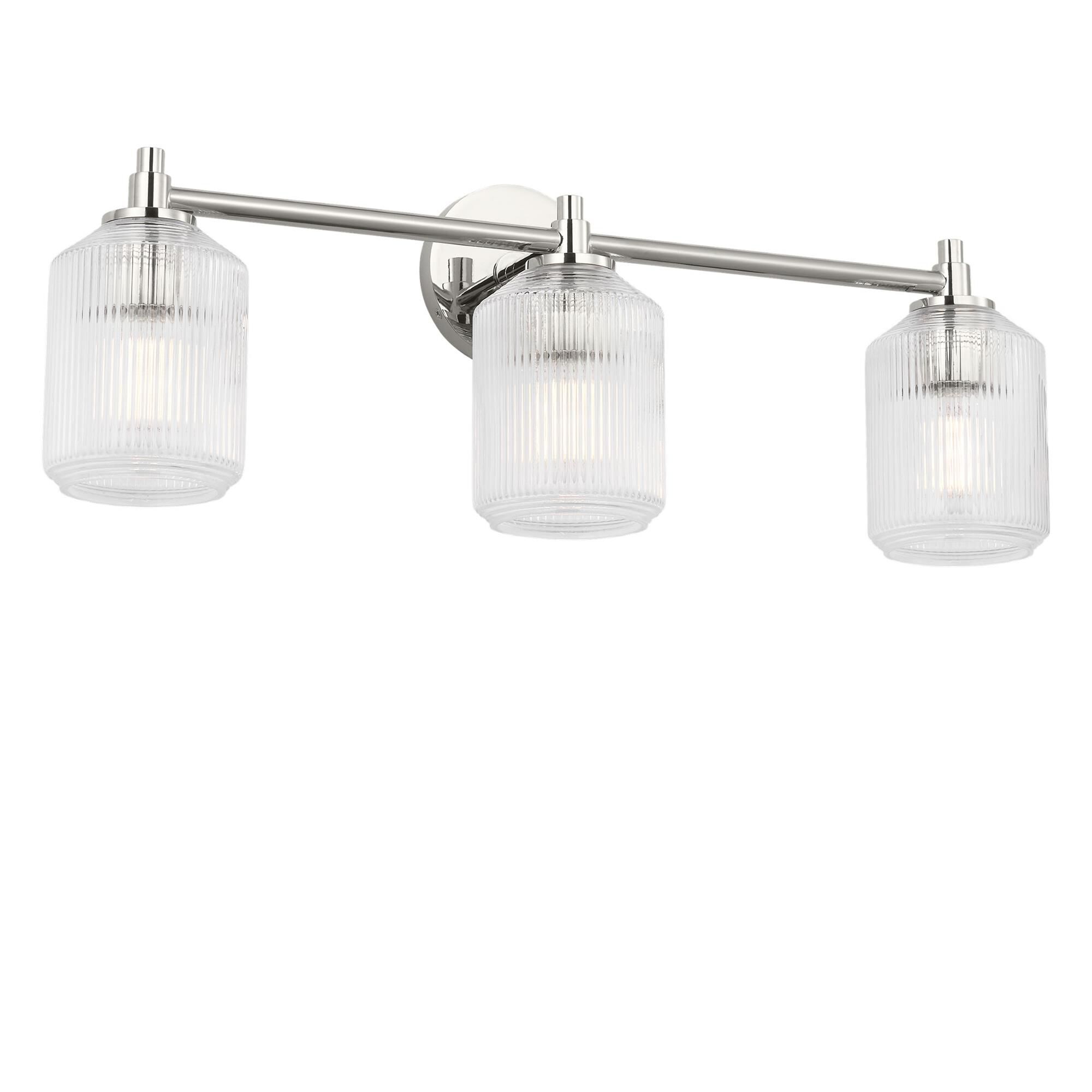 Shown in Polished Nickel finish and Clear Ribbed glass