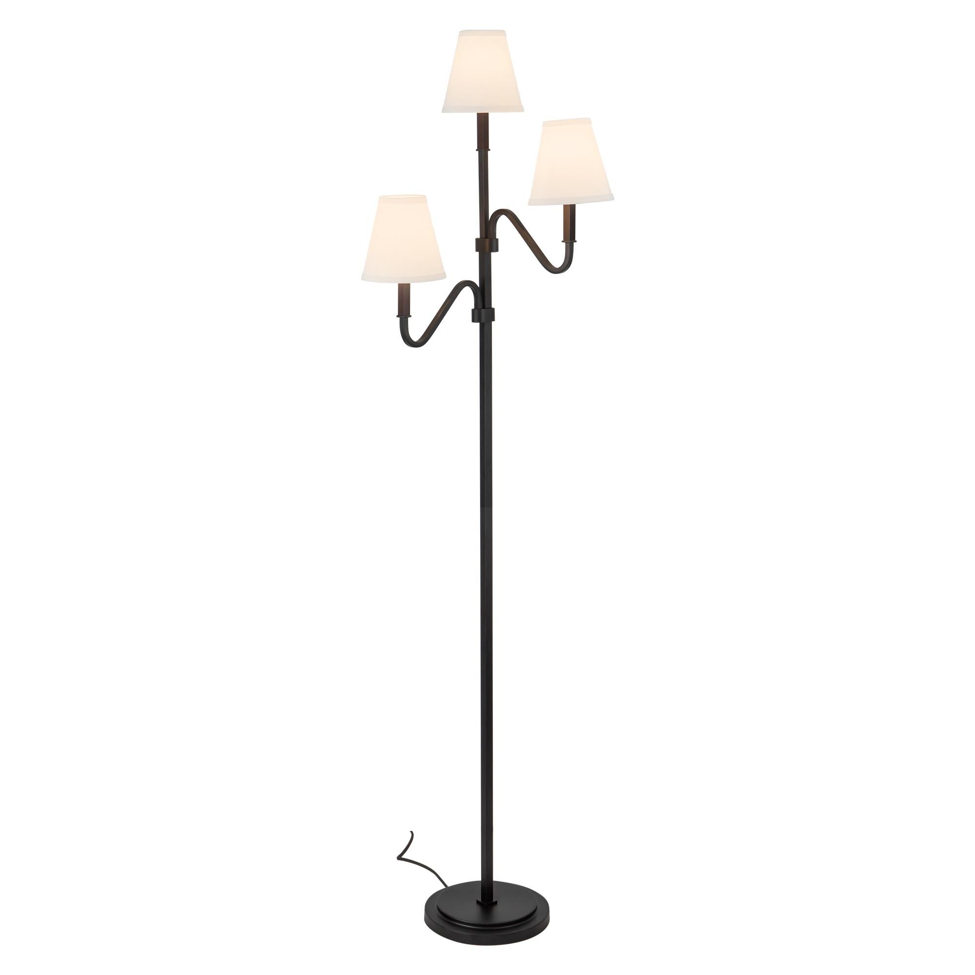 Shown in Matte Black finish and White Linen shade