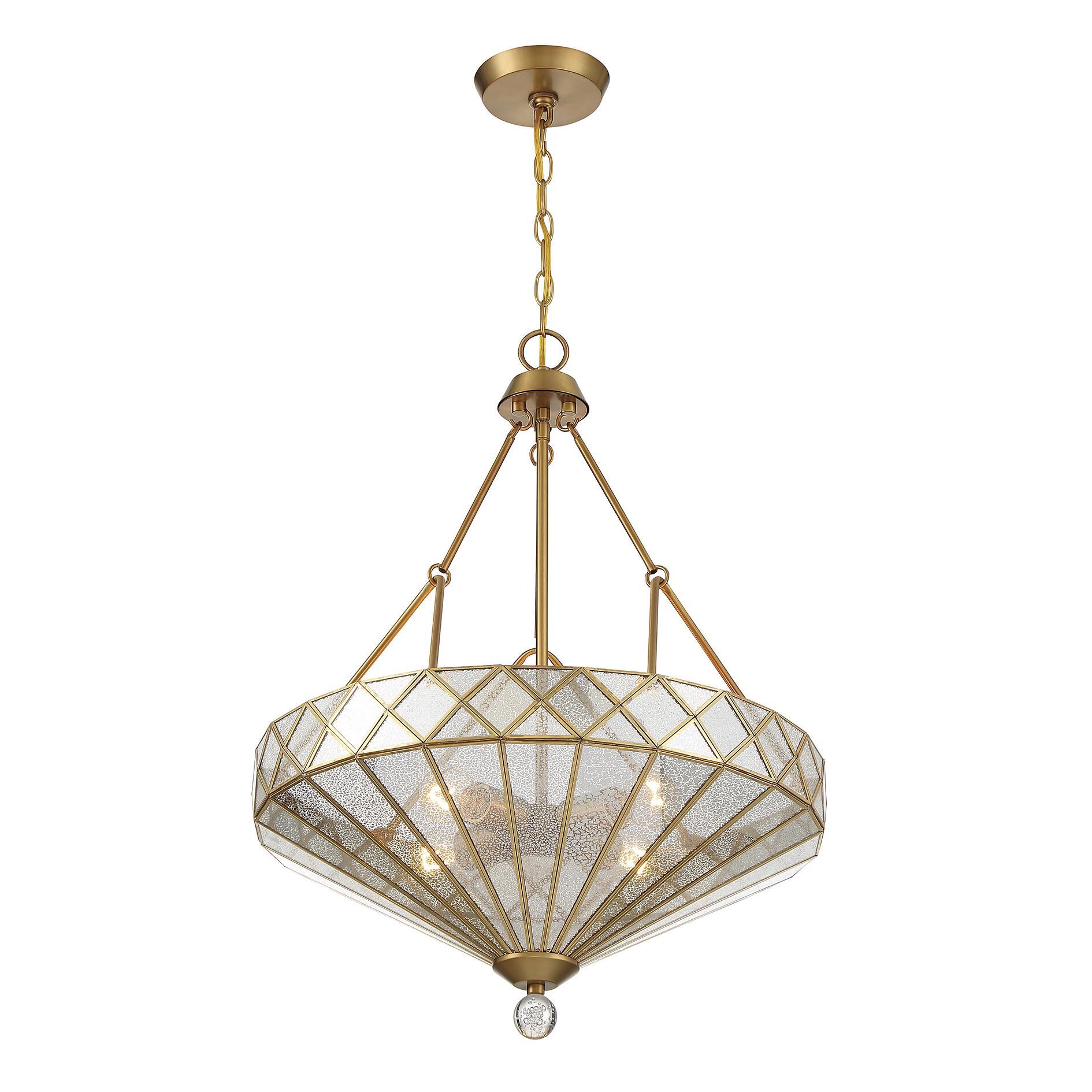 Shown in Warm Brass finish and Mercury glass