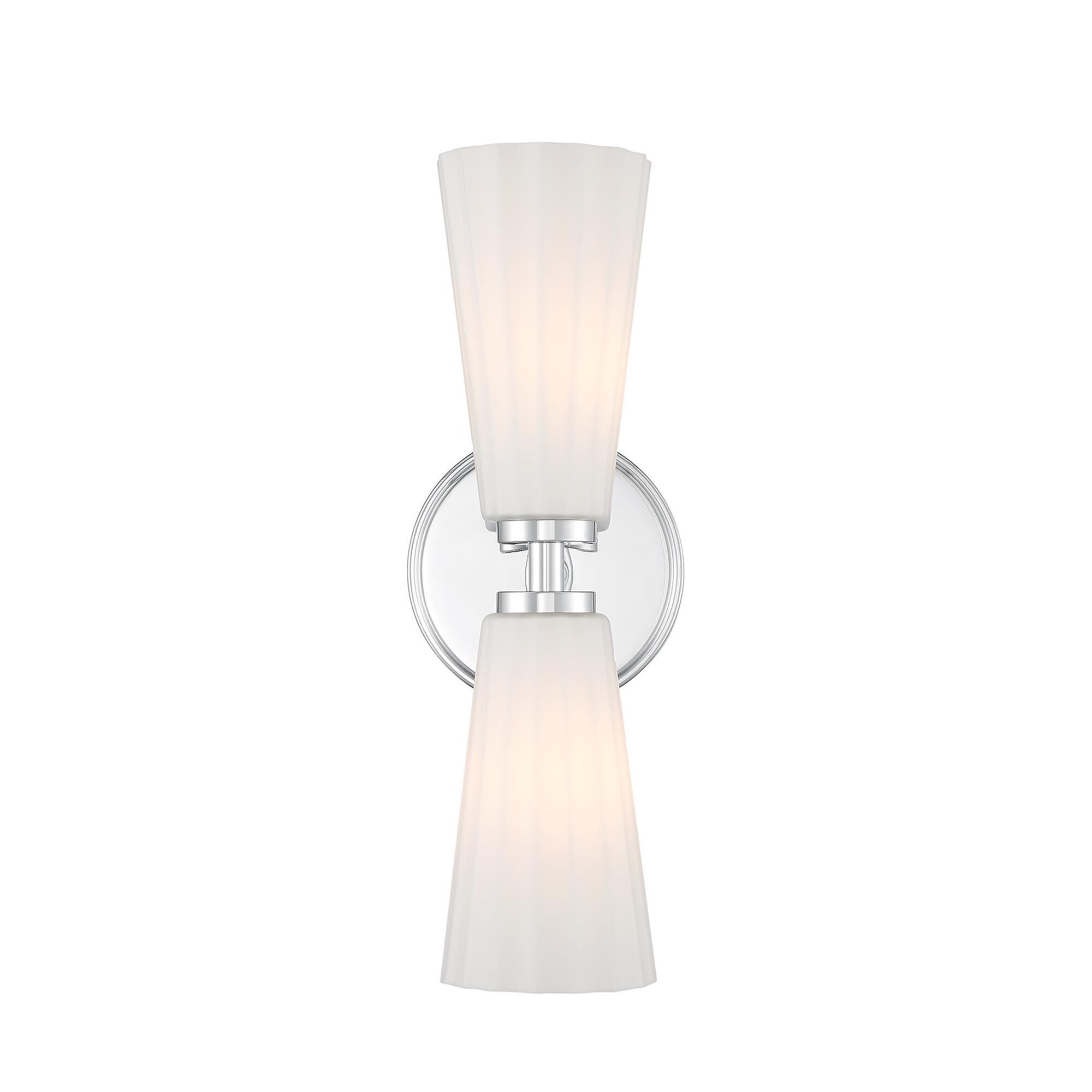 Shown in Chrome finish and White Fluted glass