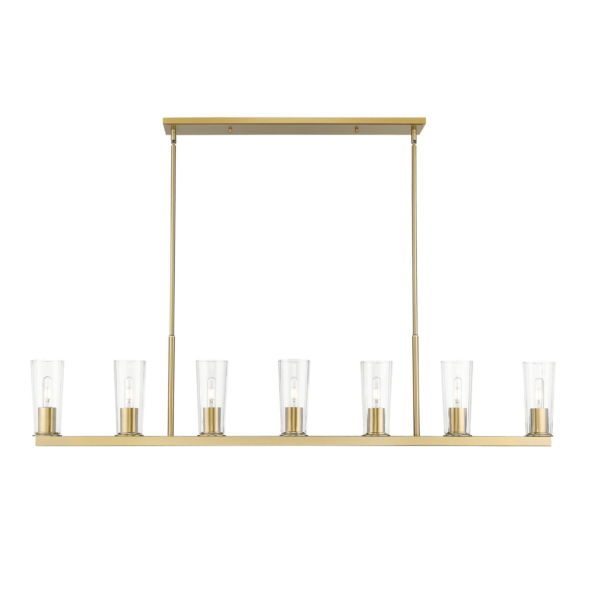 Shown in Modern Gold finish and Clear glass and Clear shade