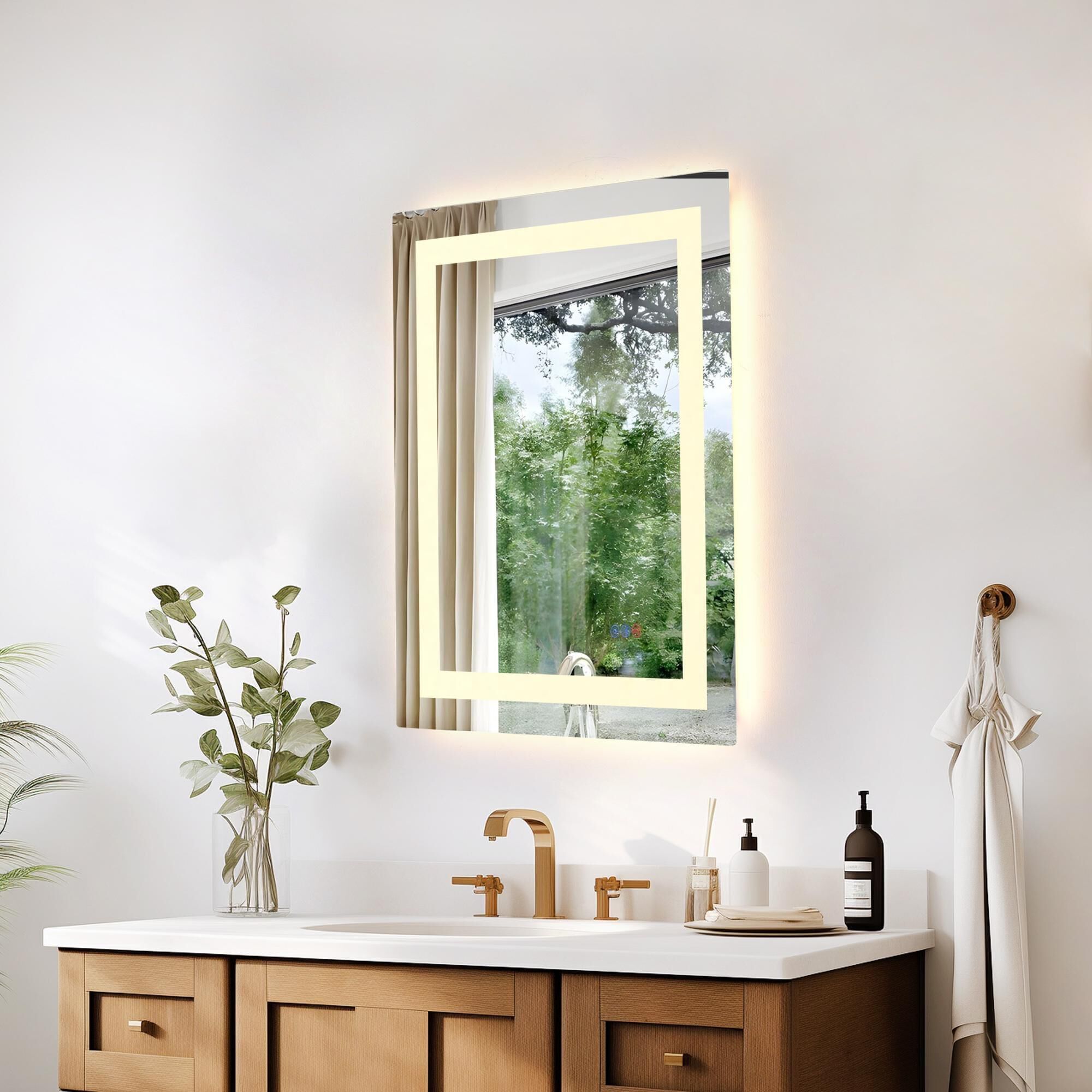 Riven 30 Inch LED Lighted Mirror by Elegant Dcor