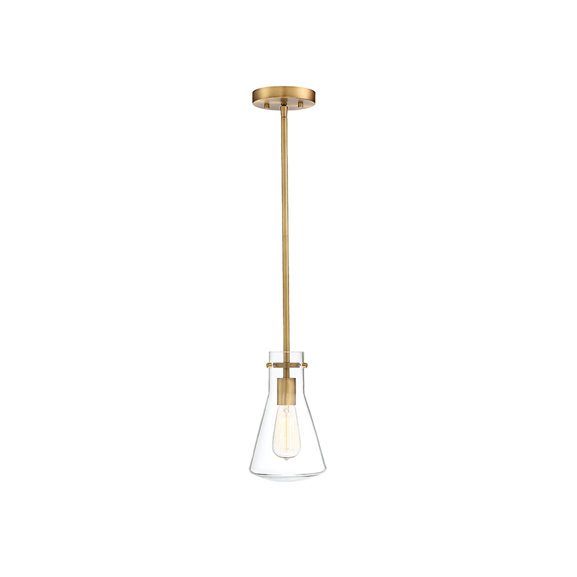 Shown in Natural Brass finish and Clear glass