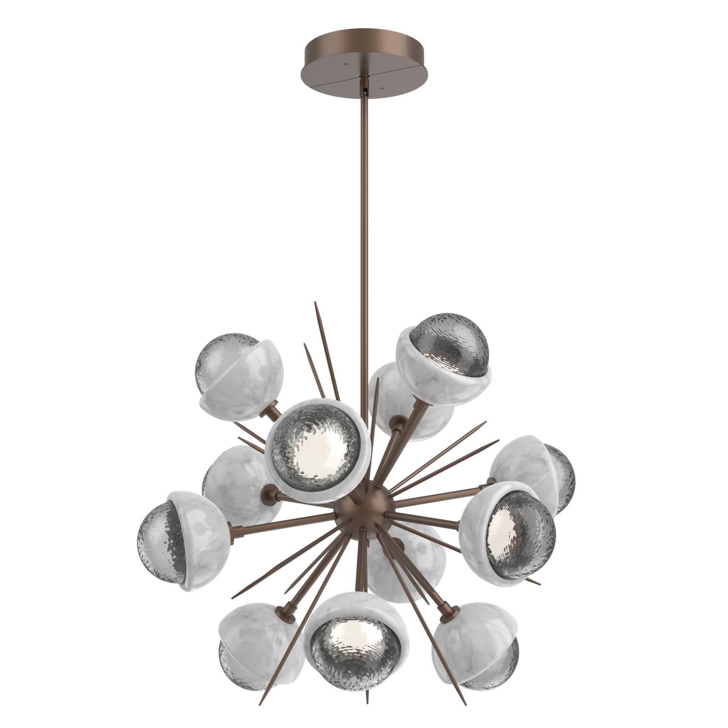 Shown in Burnished Bronze finish and Smoke glass and White Marble accent