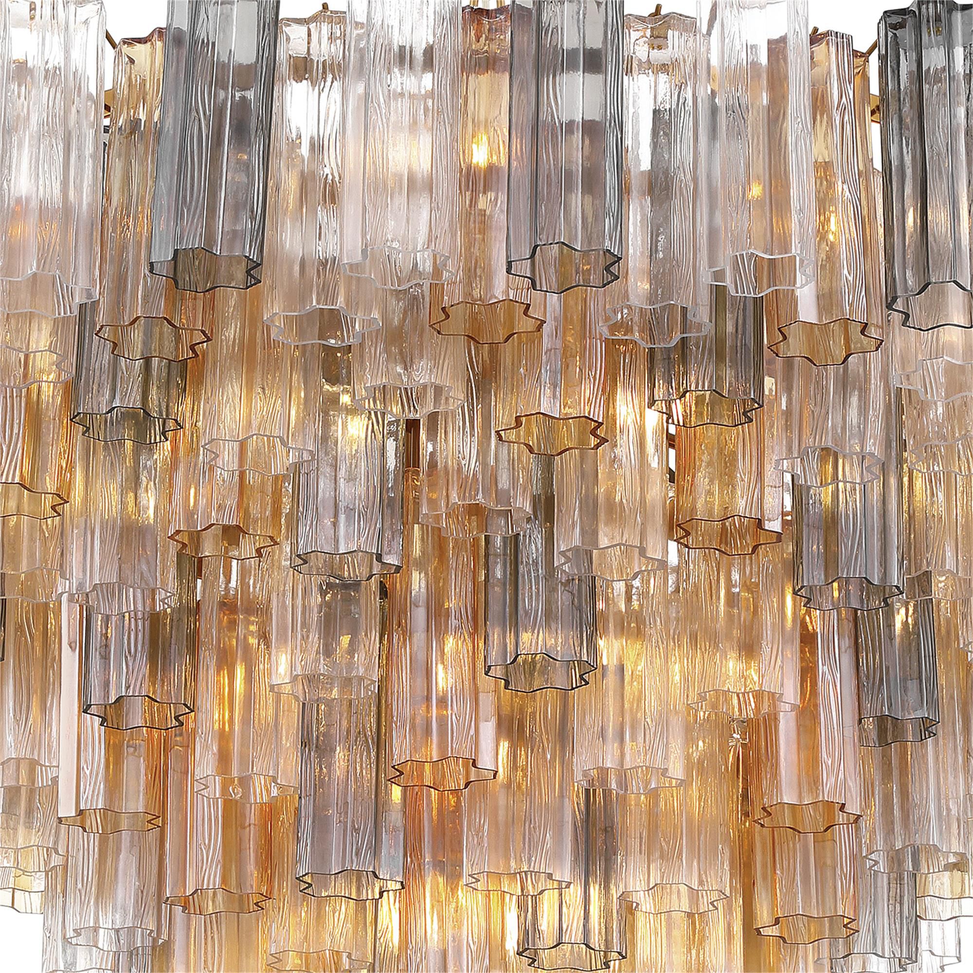 Shown in Aged Brass finish and Tronchi Glass crystal