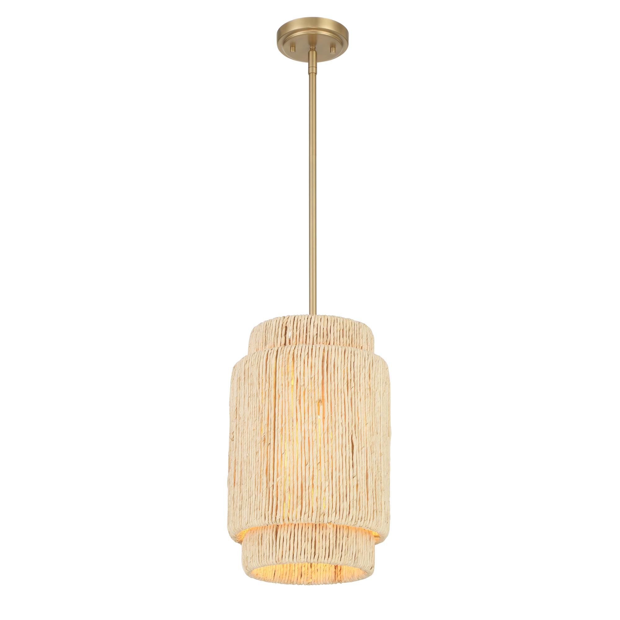 Shown in Signature Brass finish and Natural Abaca shade