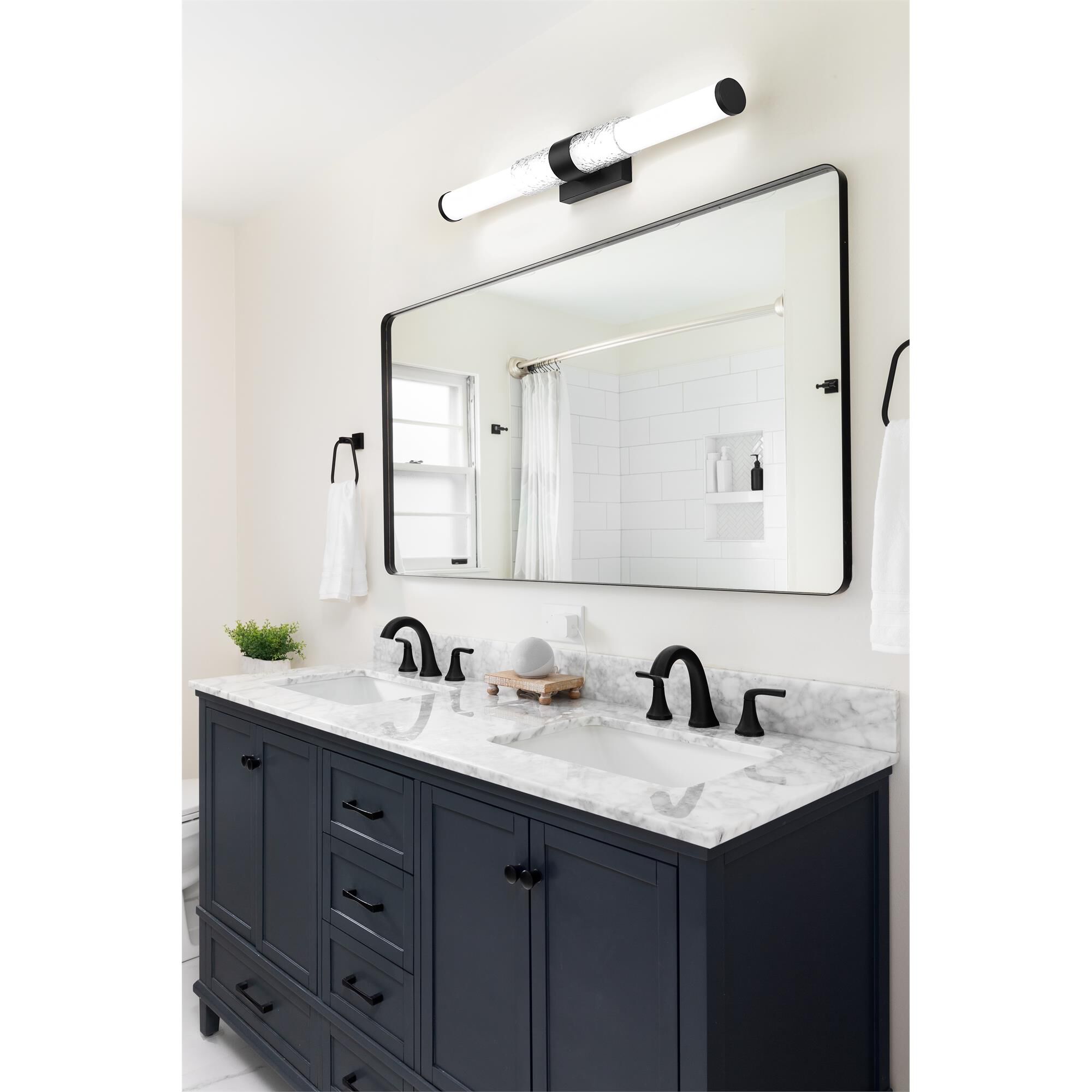 Shown in Matte Black finish and Matte Opal glass and Matte Opal shade