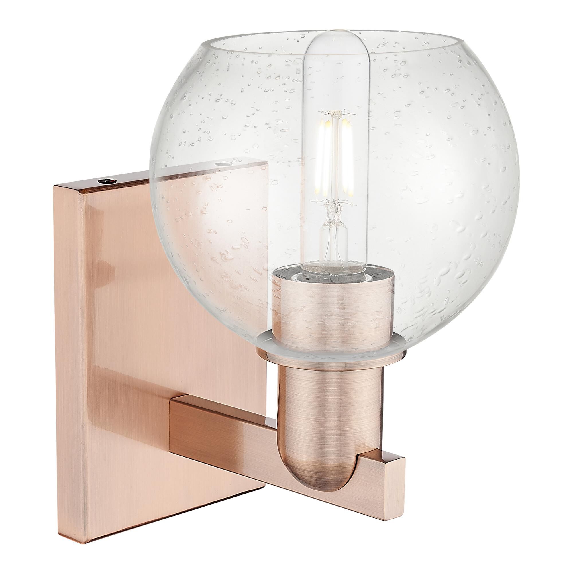 Shown in Antique Copper finish and Seedy glass