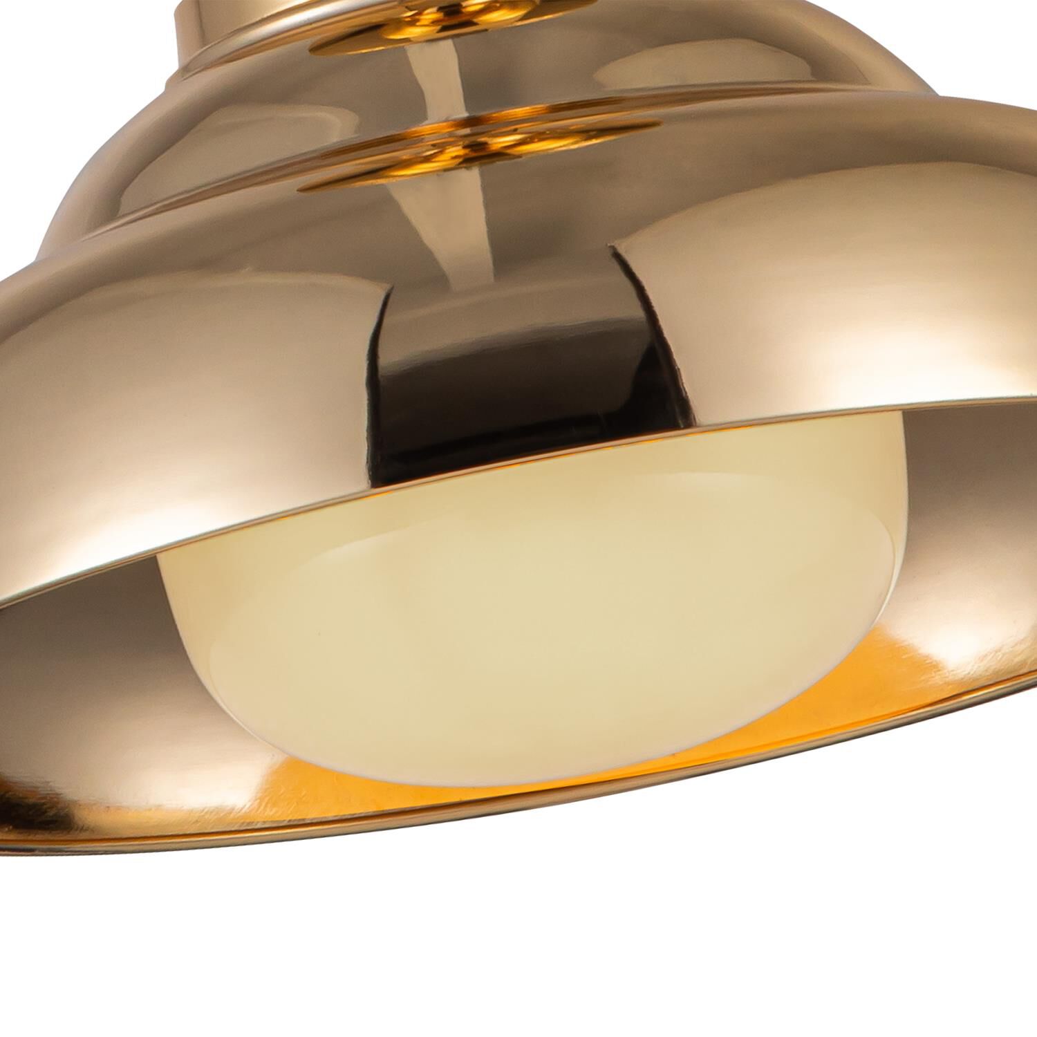 Shown in Polished Brass/Glossy Opal Glass finish and Glossy Opal glass and Steel Spun shade