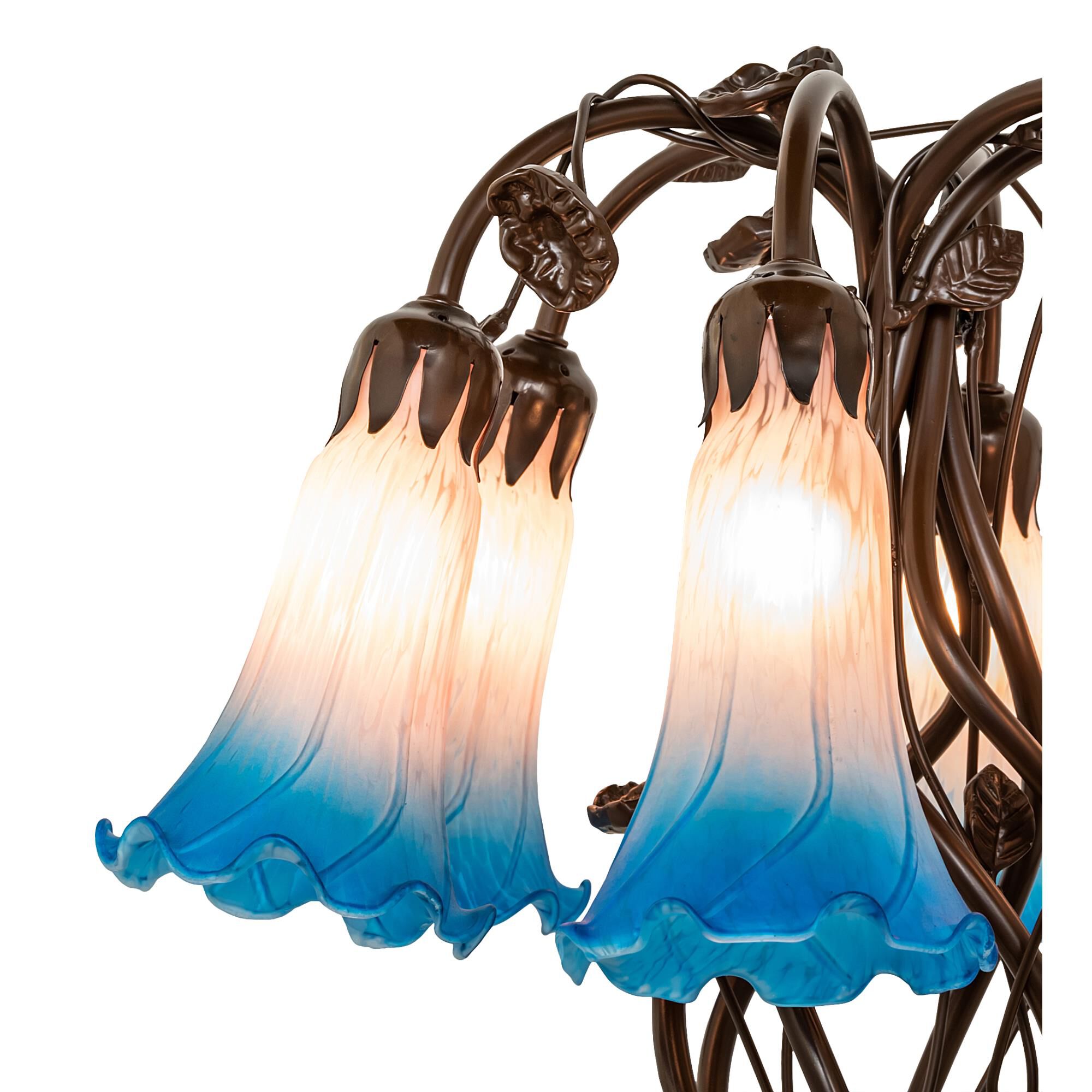 Shown in Mahogany Bronze finish and Pink;Blue glass