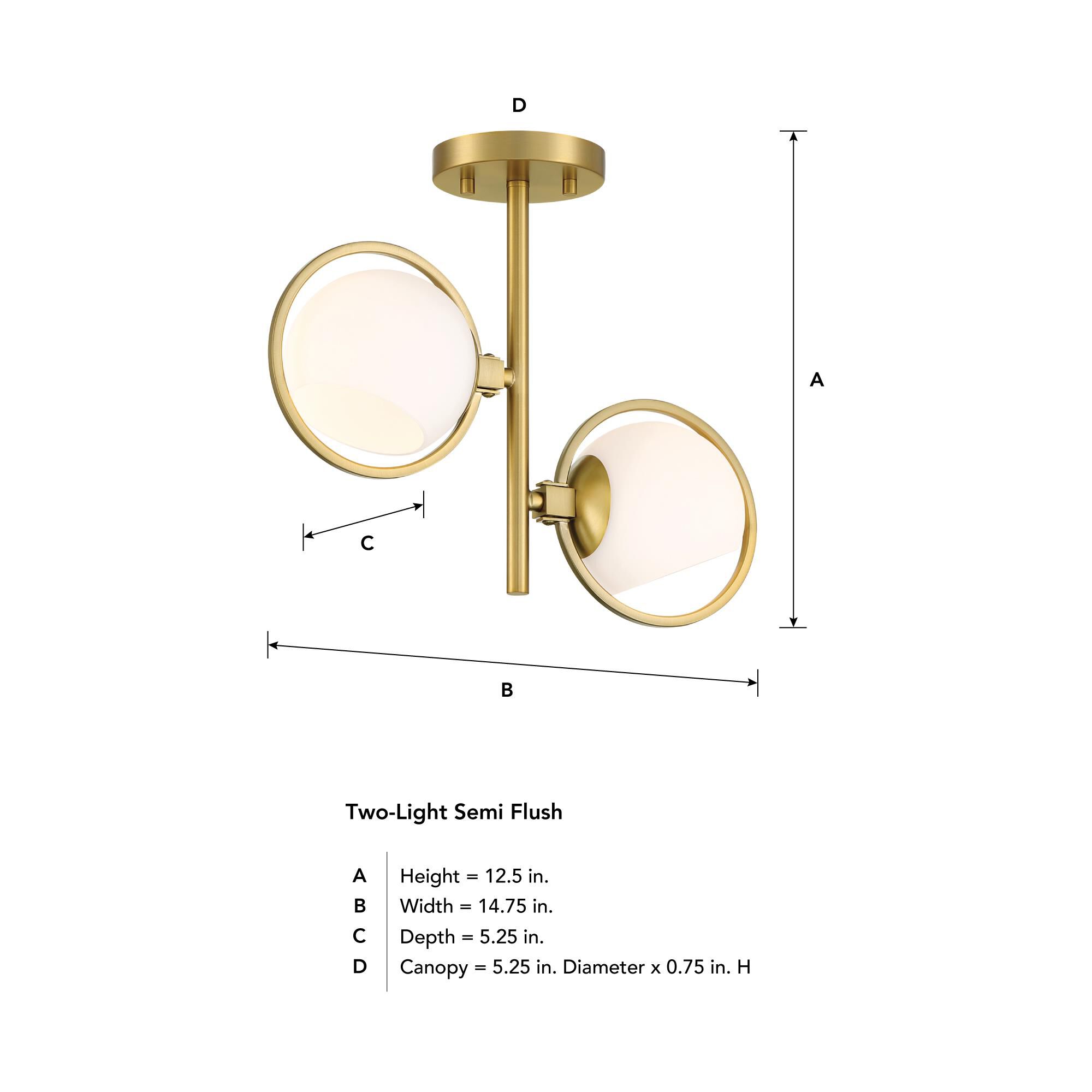 Shown in Brushed Gold finish and Etched Opal glass