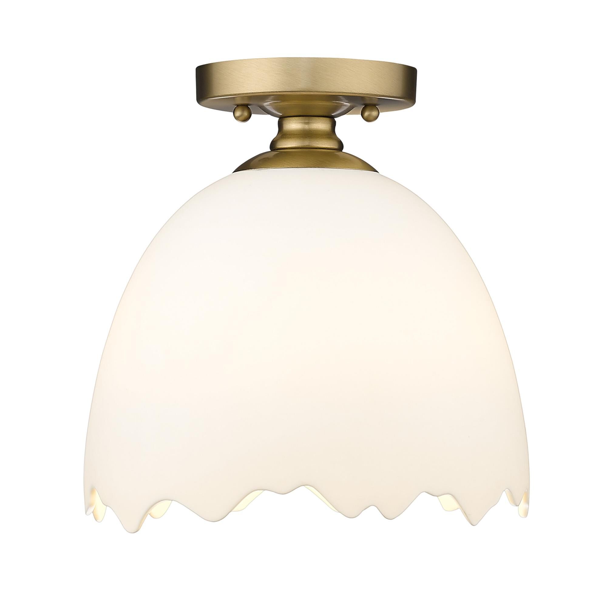 Shown in Brushed Champagne Bronze finish and Porcelain Shade glass