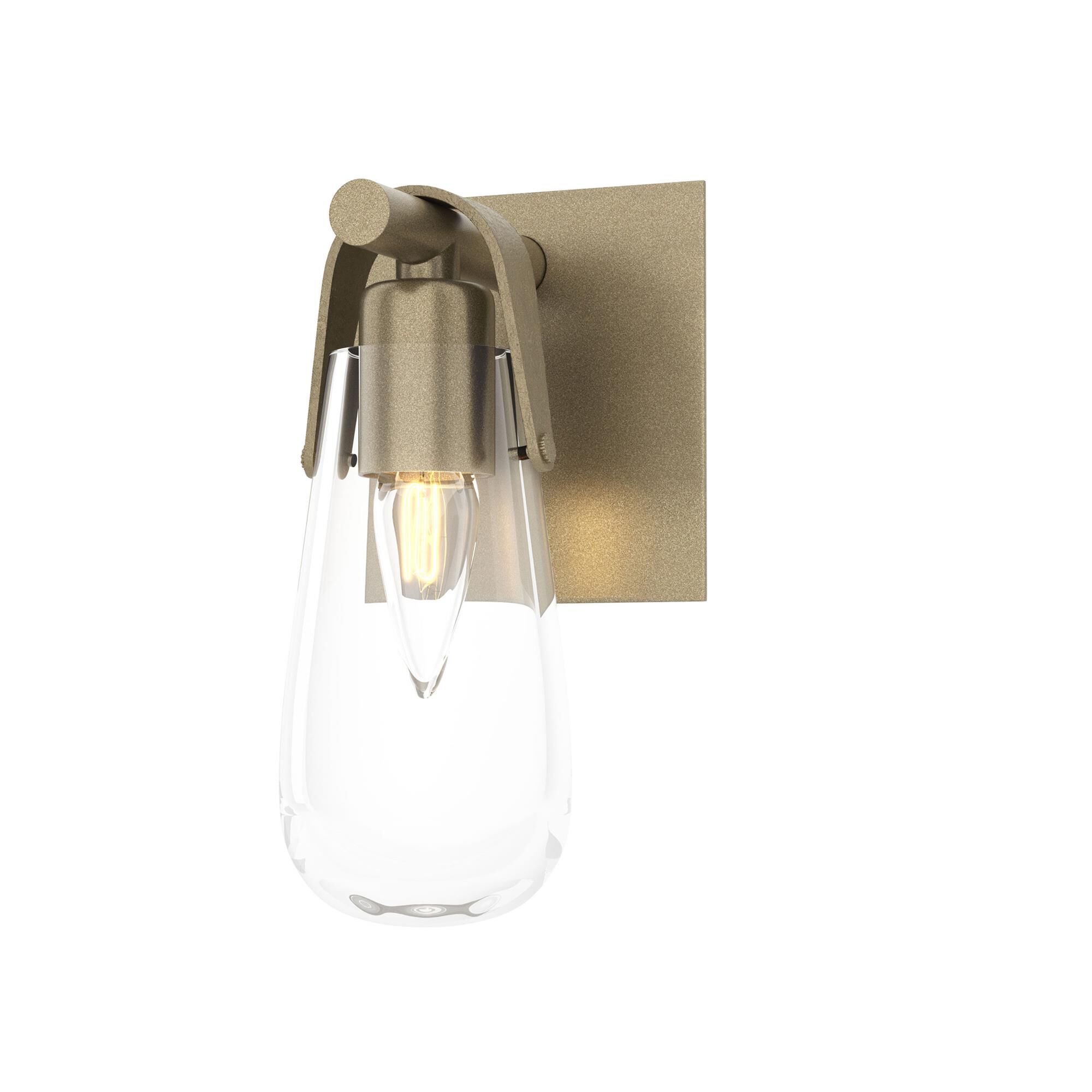 Shown in Soft Gold finish and Clear glass
