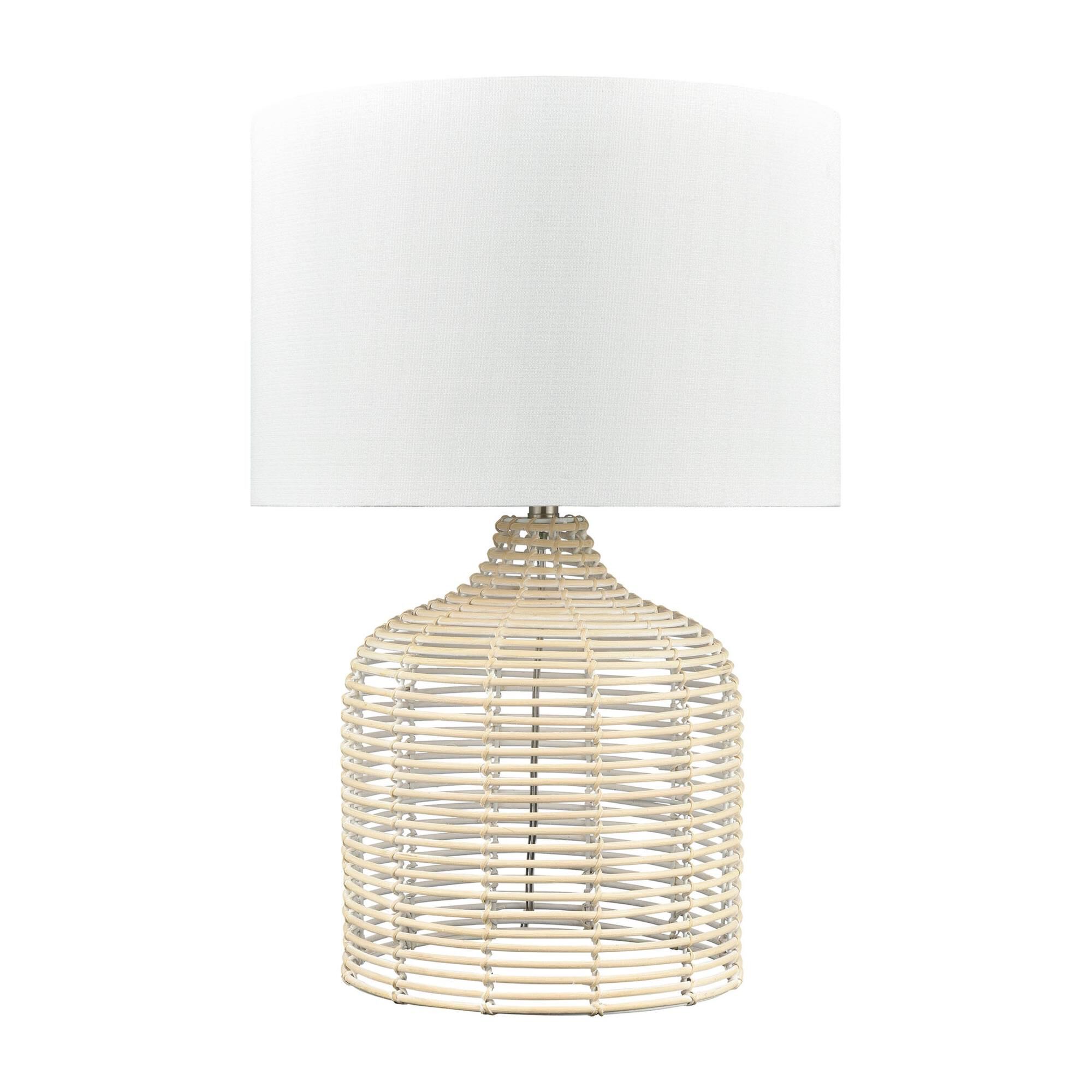 Shown in Bleached finish and White Linen Shade glass and White Linen shade