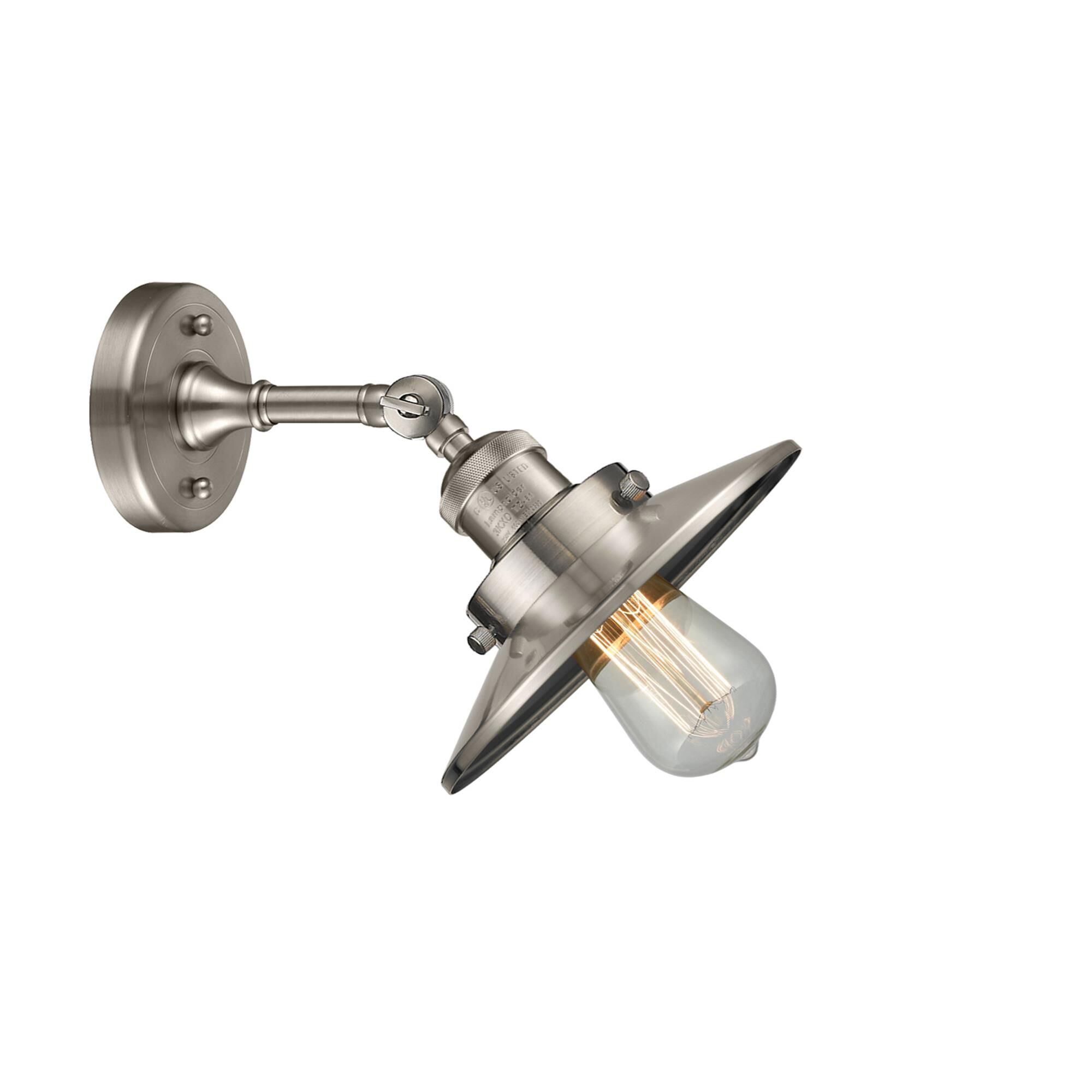 Shown in Brushed Satin Nickel finish and Brushed Satin Nickel shade