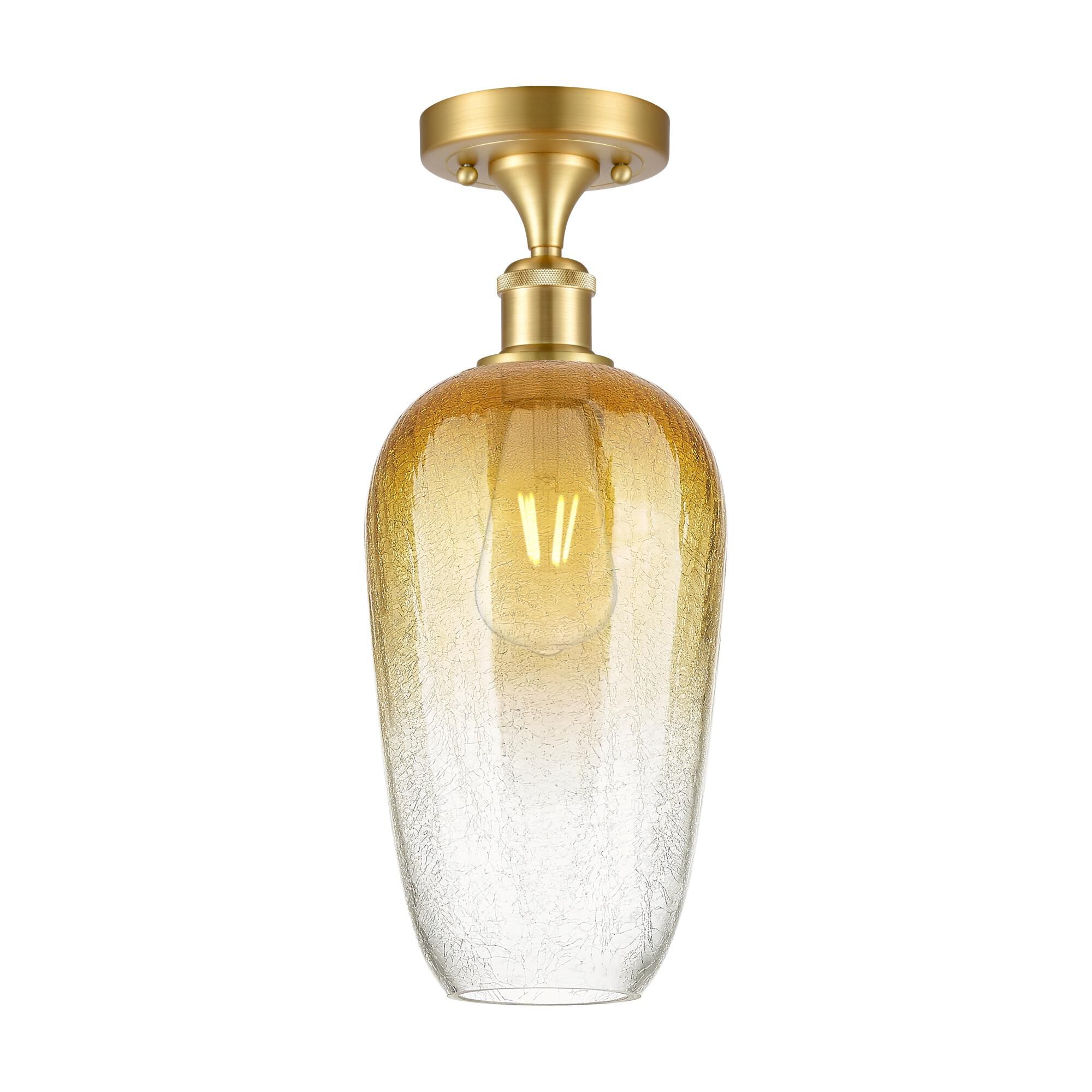 Shown in Satin Gold finish and Amber glass