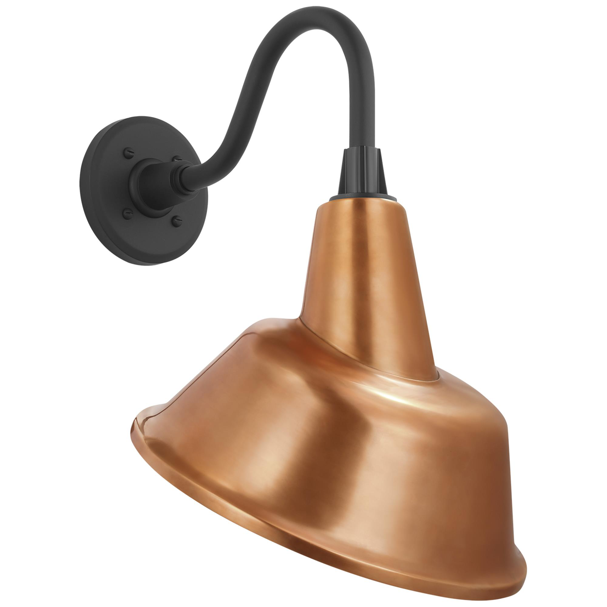 Shown in Matte Black finish and Soft Copper Bowers shade