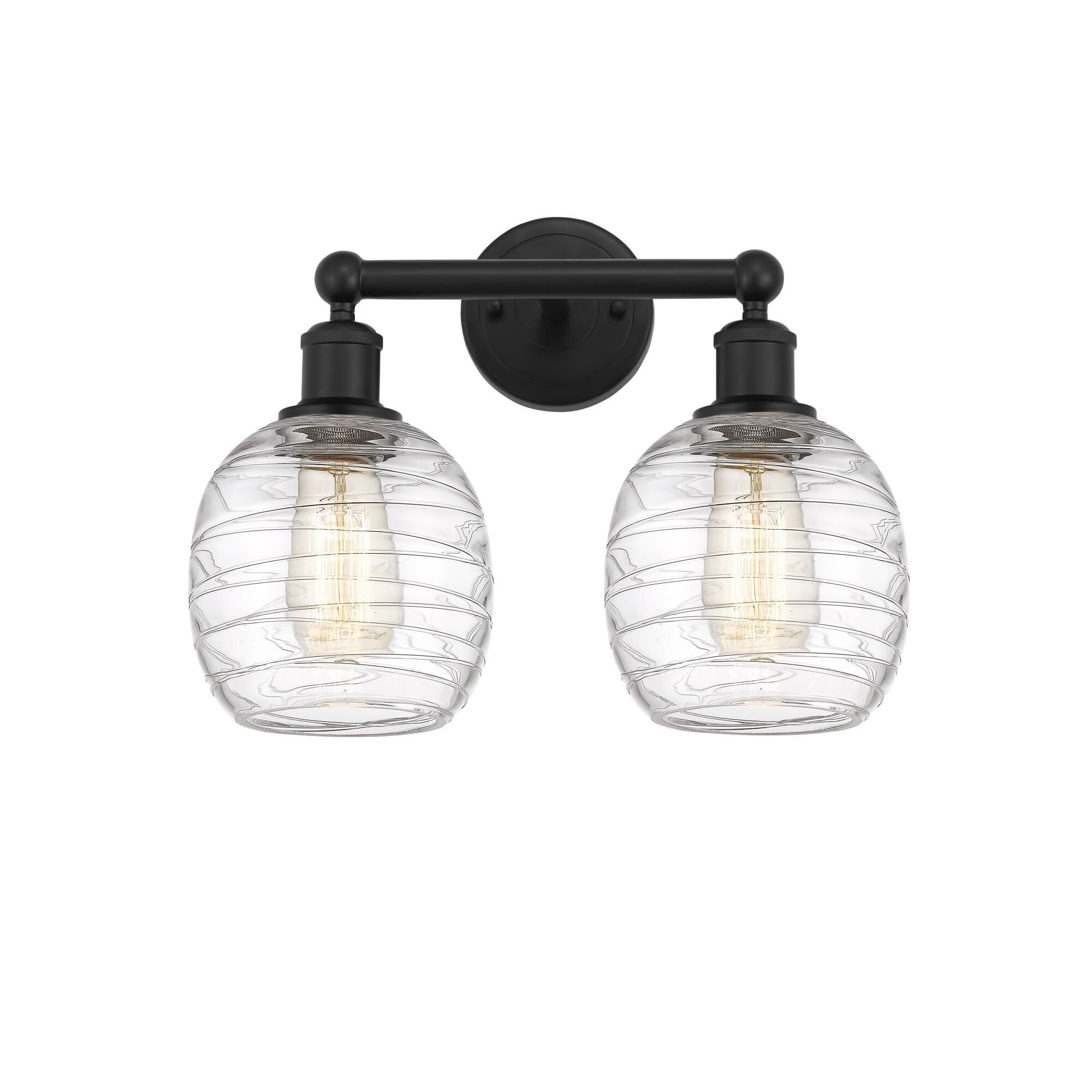 Shown in Matte Black, Deco Swirl finish and Deco Swirl glass and Deco Swirl Glass shade