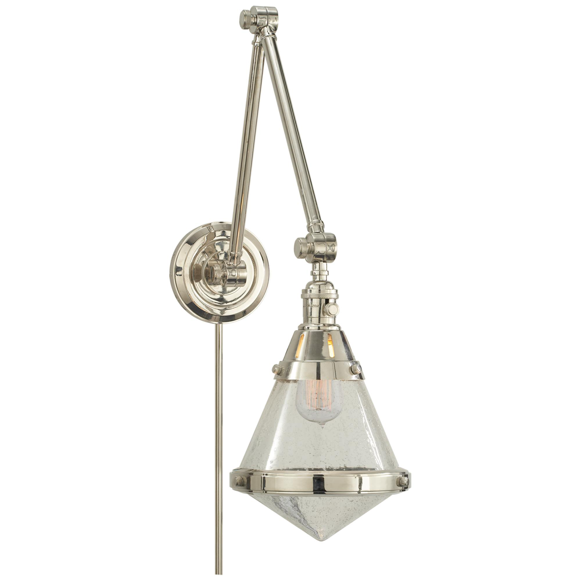 Shown in Polished Nickel finish and Seeded glass