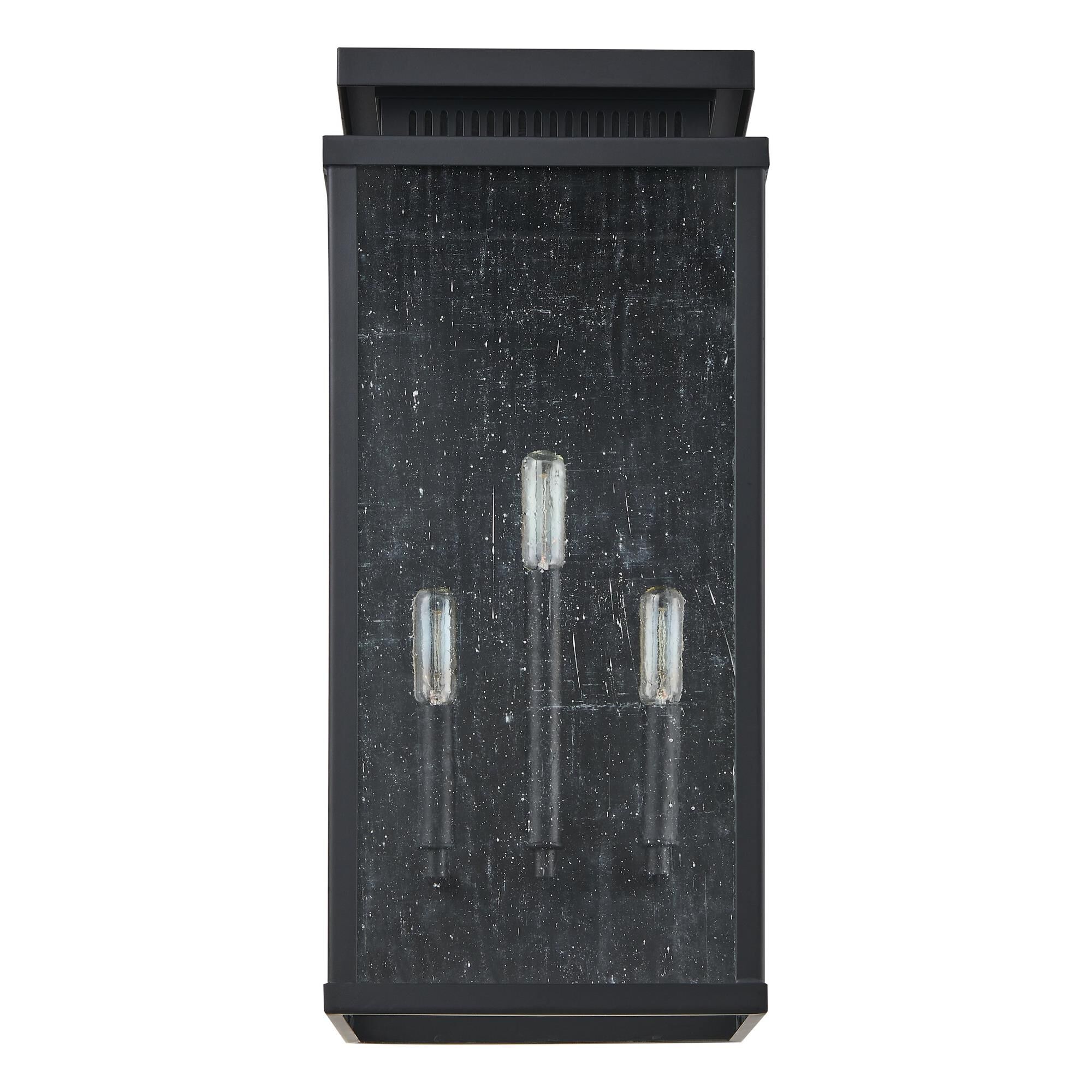 Shown in Matte Black finish and Clear Antique glass