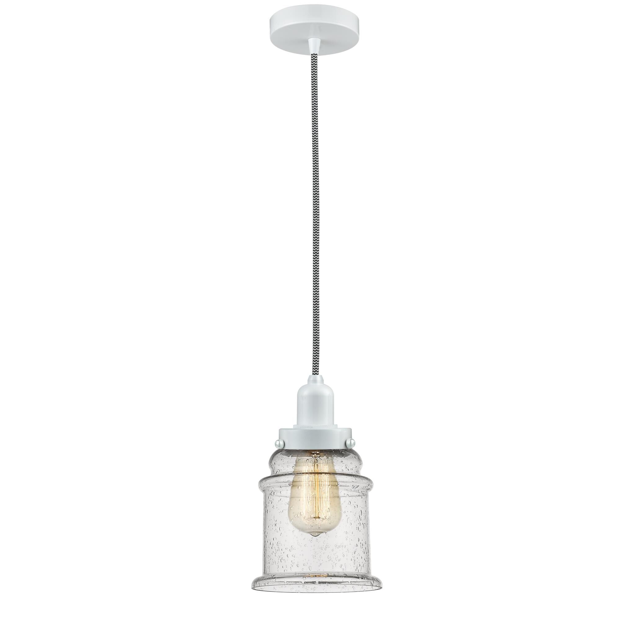 Shown in White finish and Bell glass and Glass shade and White Whitney Socket Cover accent