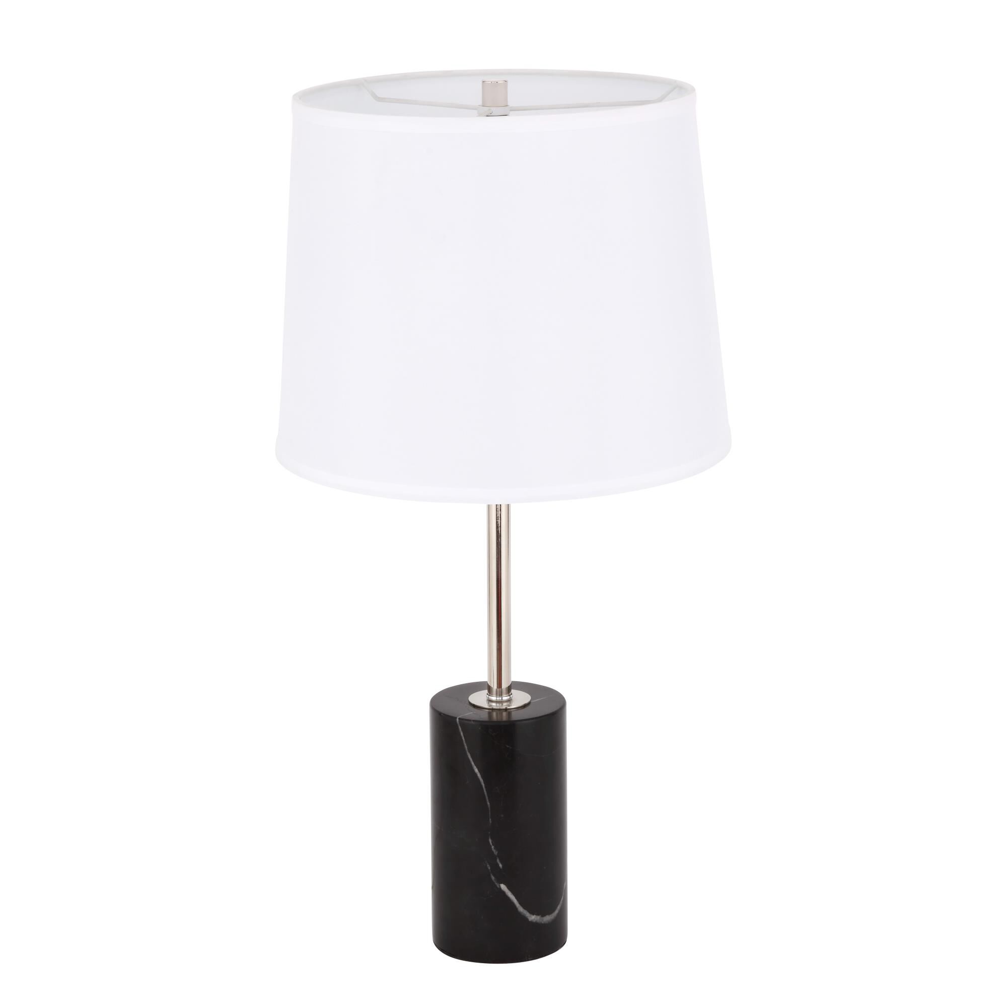 Shown in Polished Nickel And Black finish and Fabric - Off White shade