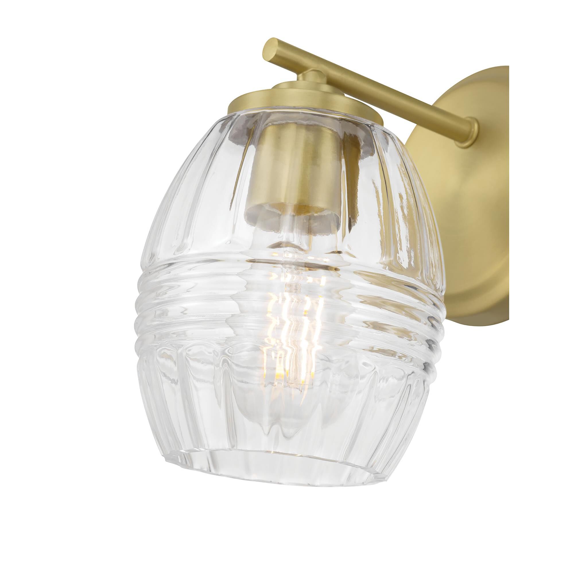 Shown in Vintage Brass finish and Clear glass