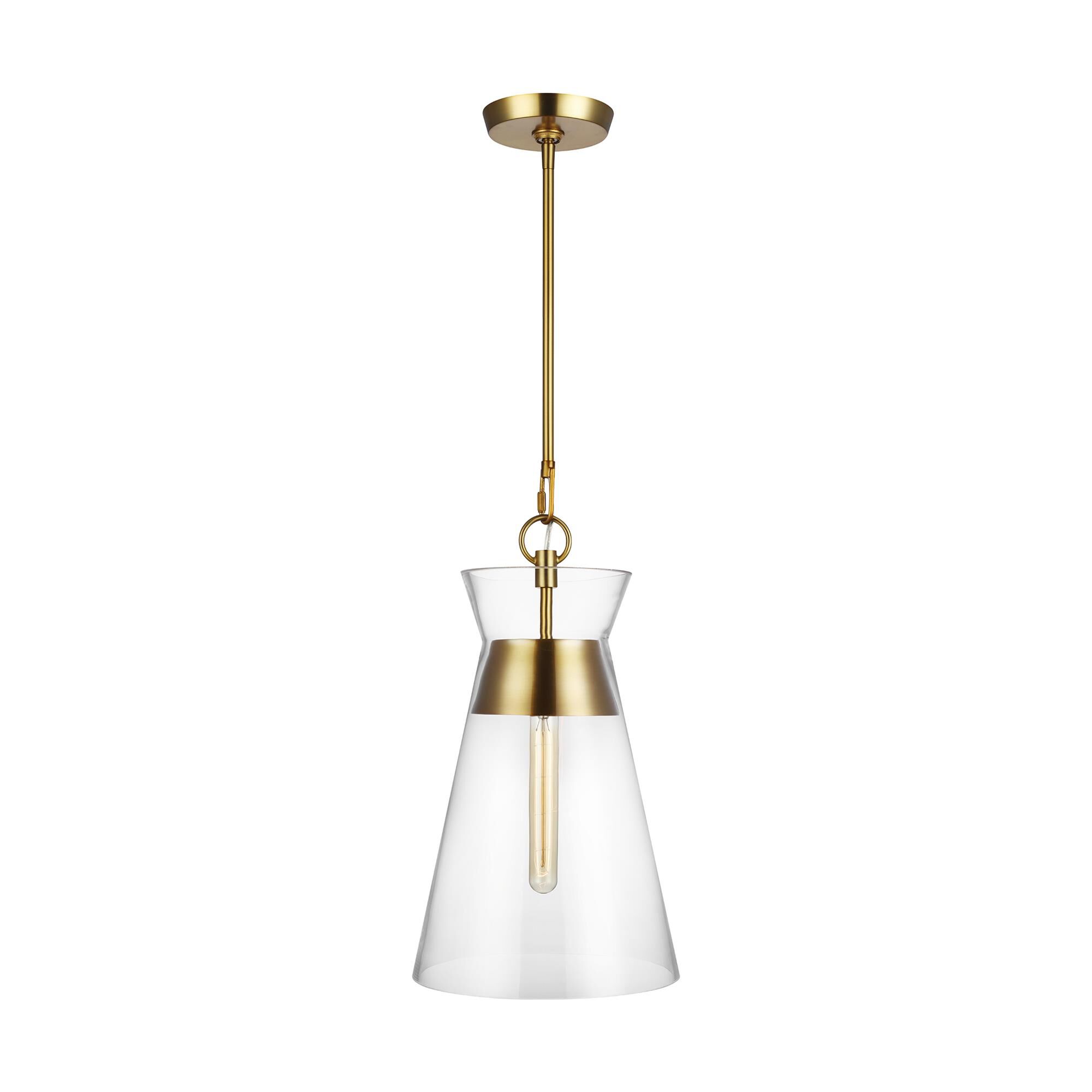 Shown in Burnished Brass finish and Clear glass