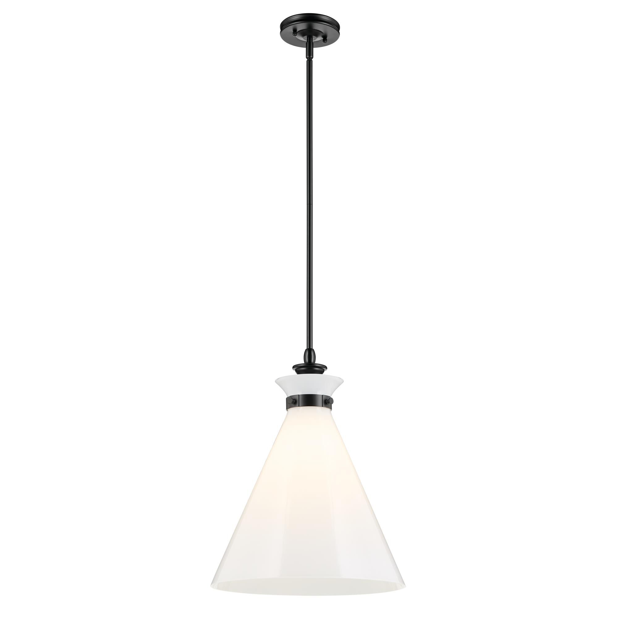 Shown in Black finish and Opal glass