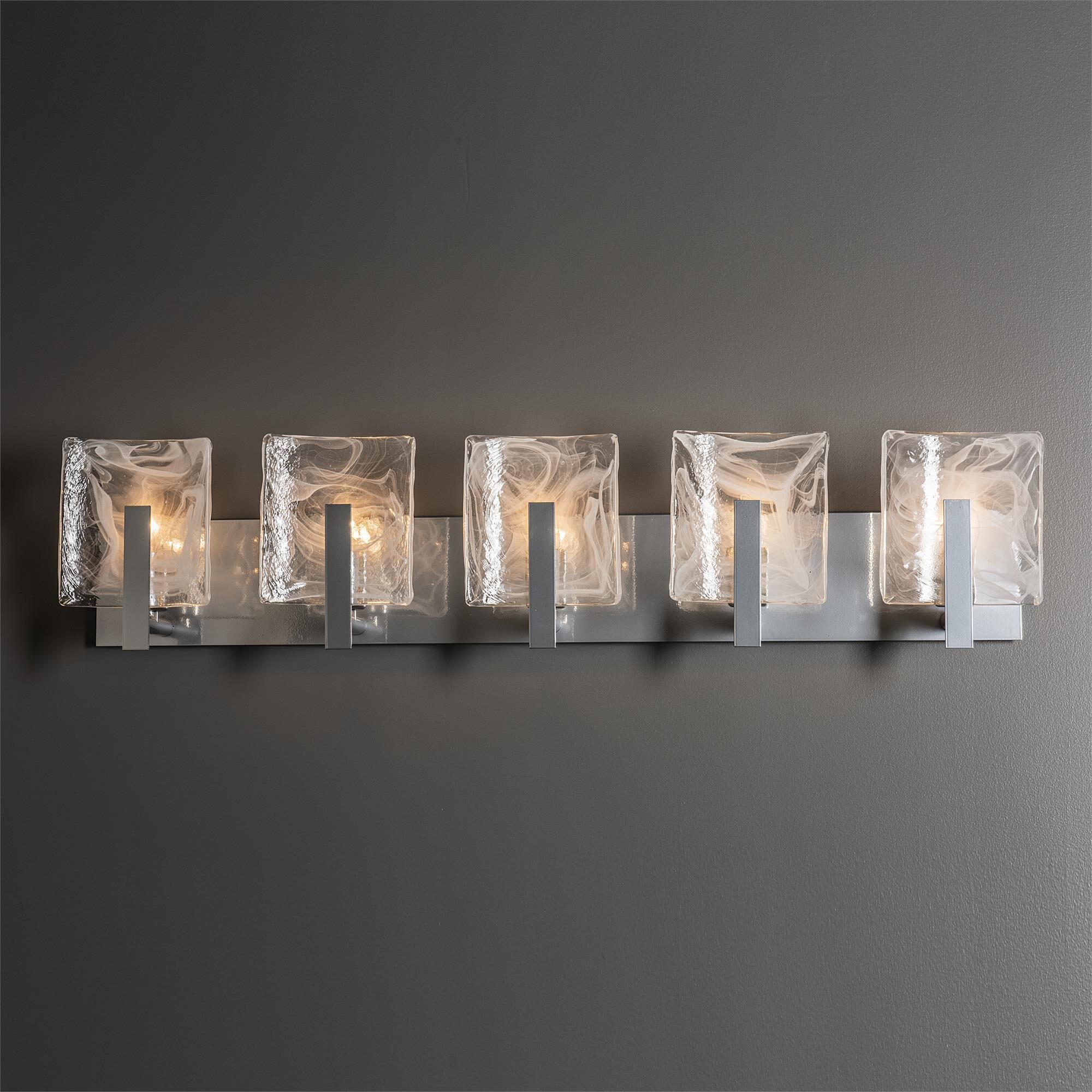 Shown in Sterling finish and White Swirl glass