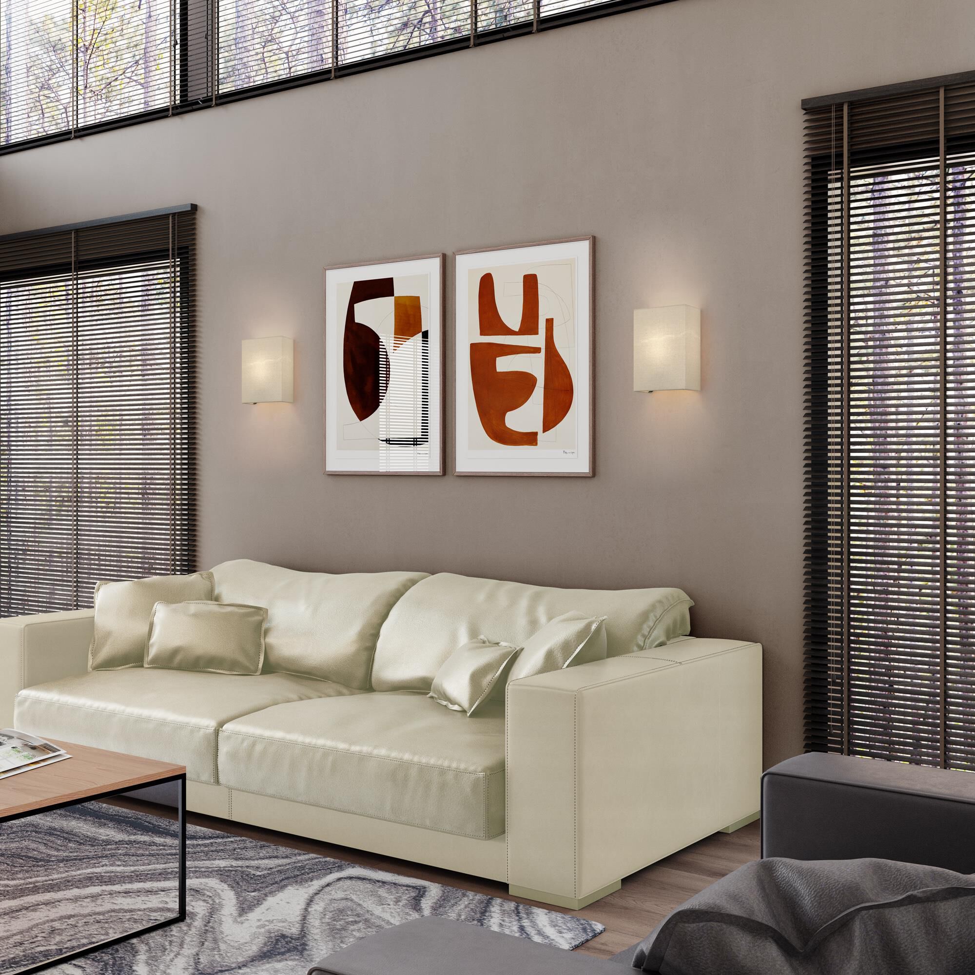 Shown in Bronze finish and Hand Crafted Parchment Color Hardback Fabric with White Color Inside shade