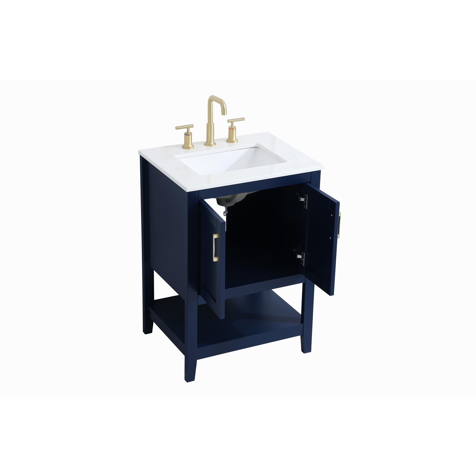 Shown in Blue And Gold With Calacatta Quartz finish