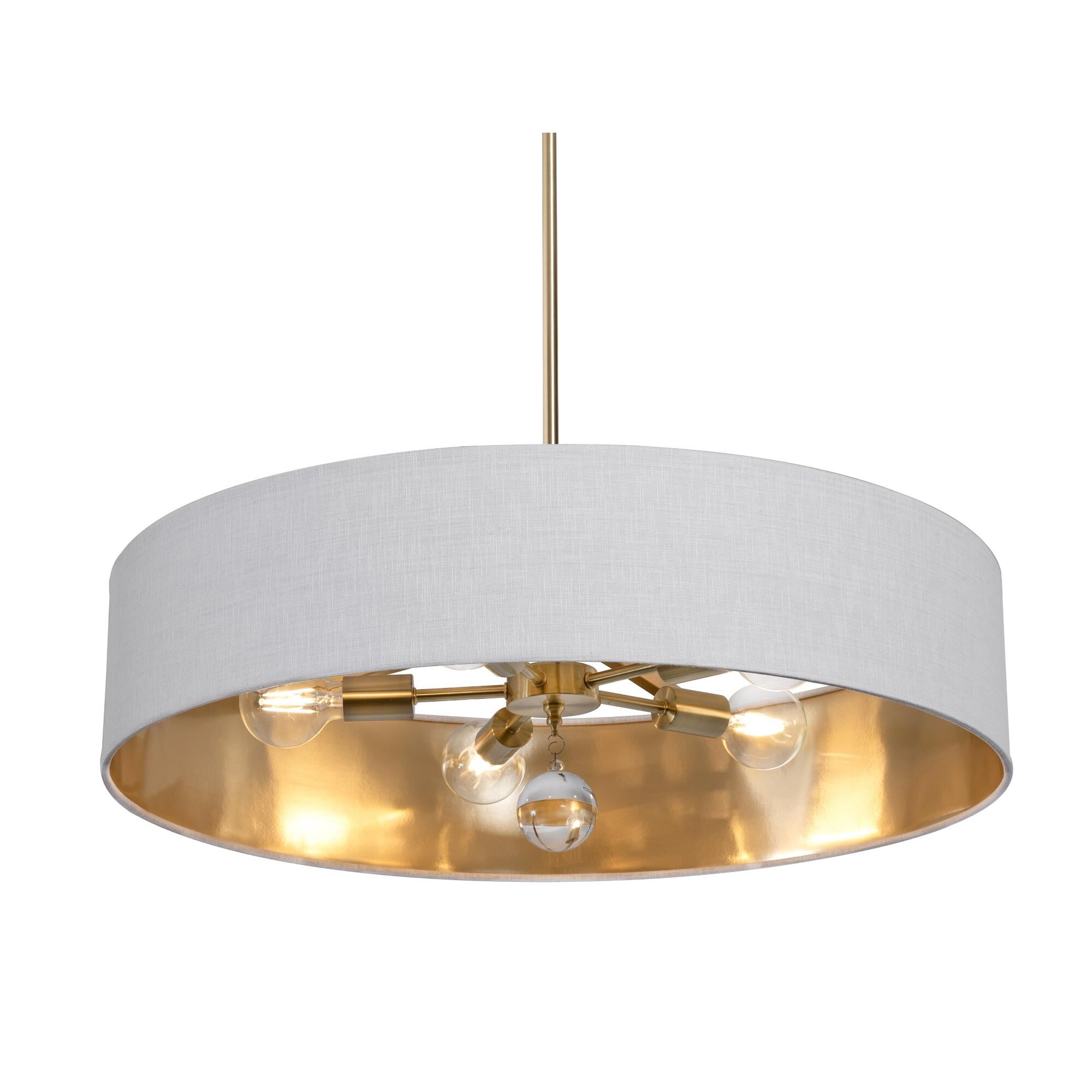 Shown in Satin Brass, White, Gold finish and White/Gold shade