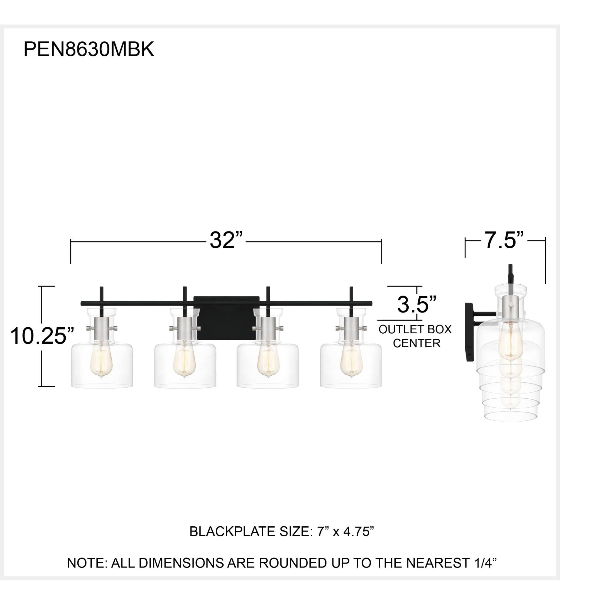 Pensbury 32 Inch 4 Light Bath Vanity Light by Quoizel