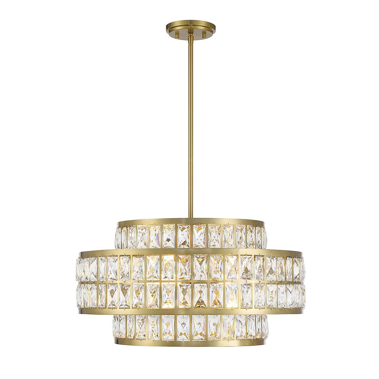 Shown in Warm Brass finish and Clear crystal and Crystal shade