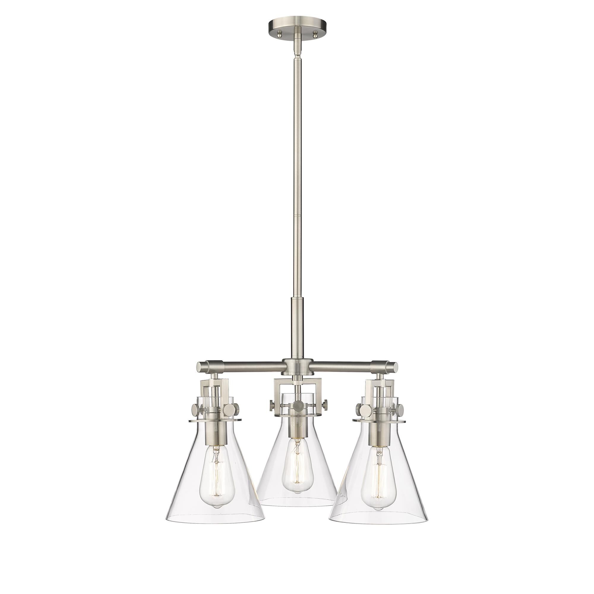 Shown in Satin Nickel finish and Clear glass