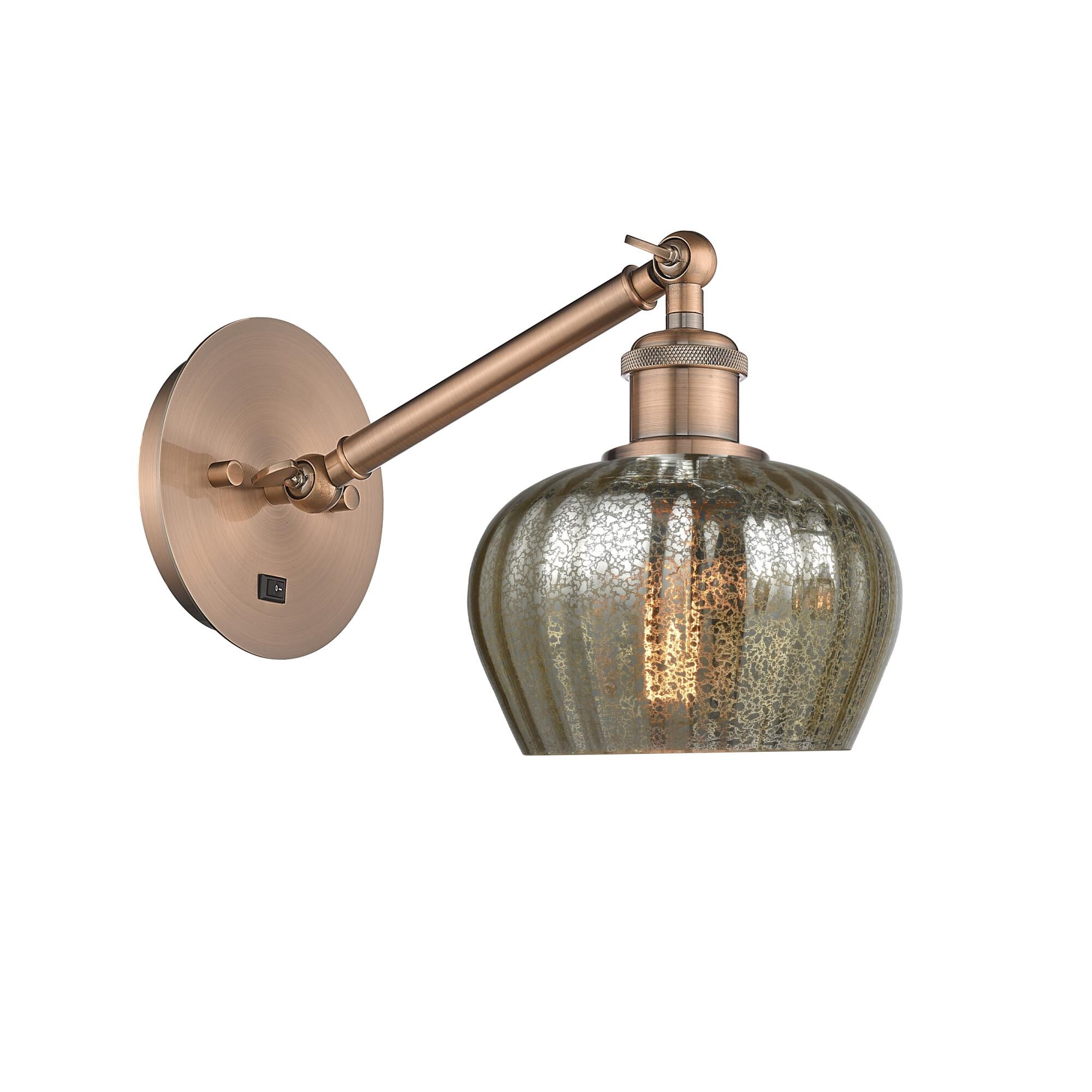 Shown in Antique Copper finish and Mercury Fenton glass