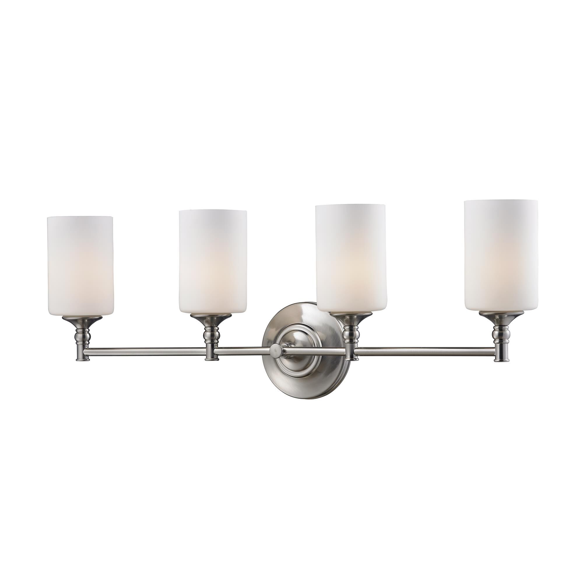 Shown in Brushed Nickel finish and Glass shade