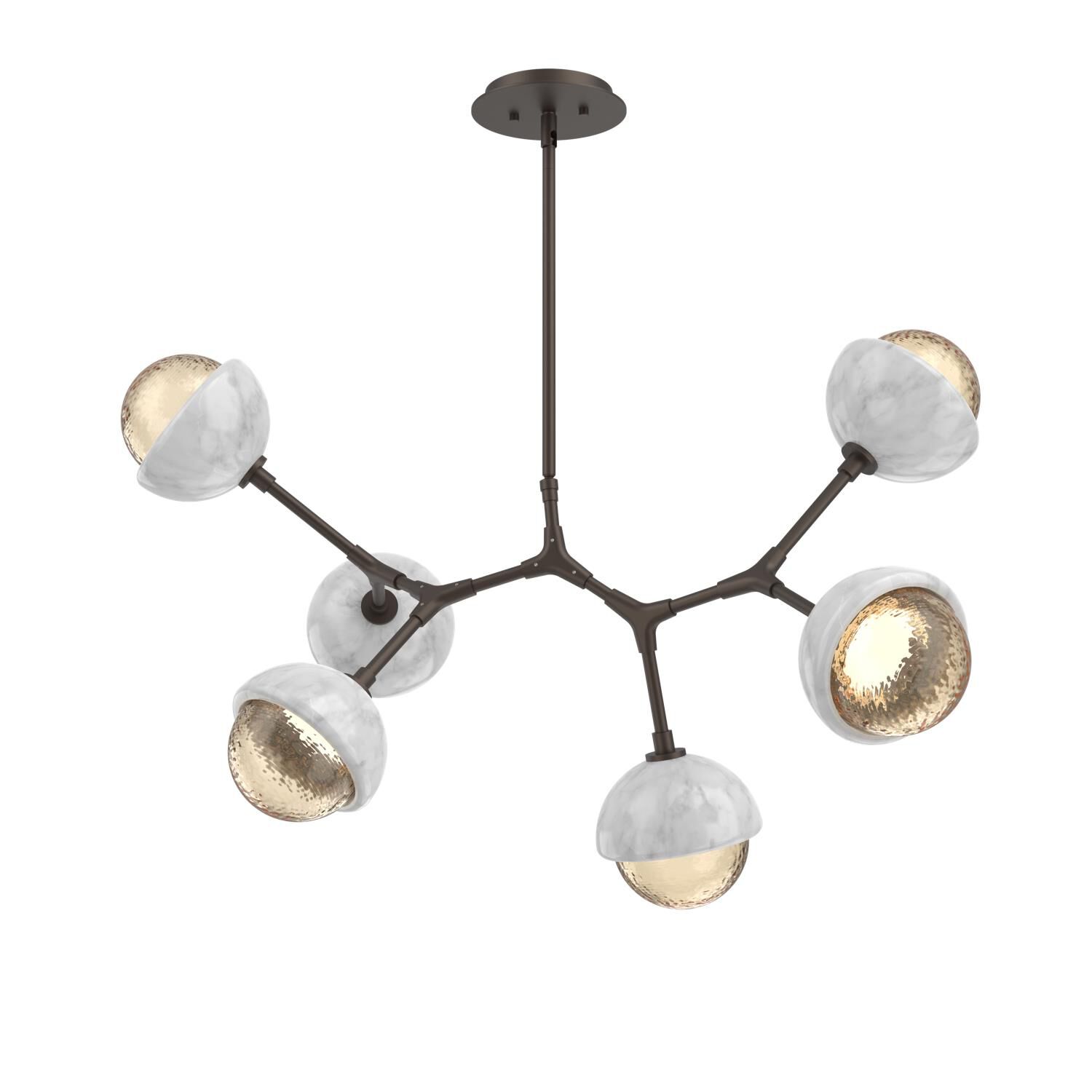 Shown in Flat Bronze finish and Amber glass and White Marble accent