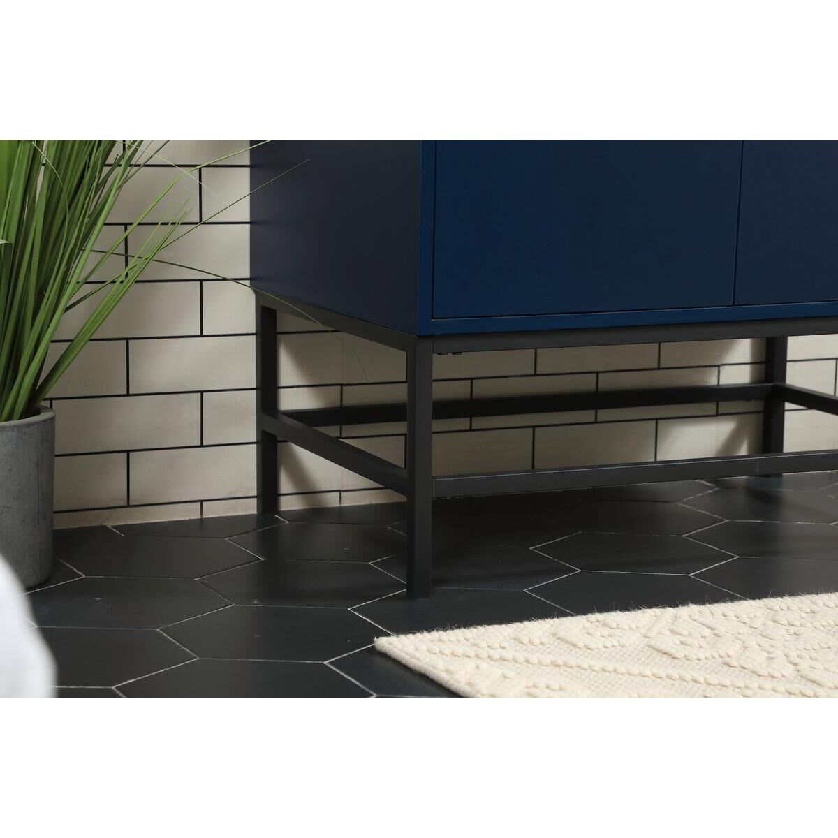 Shown in Blue finish and Without Backsplash accent