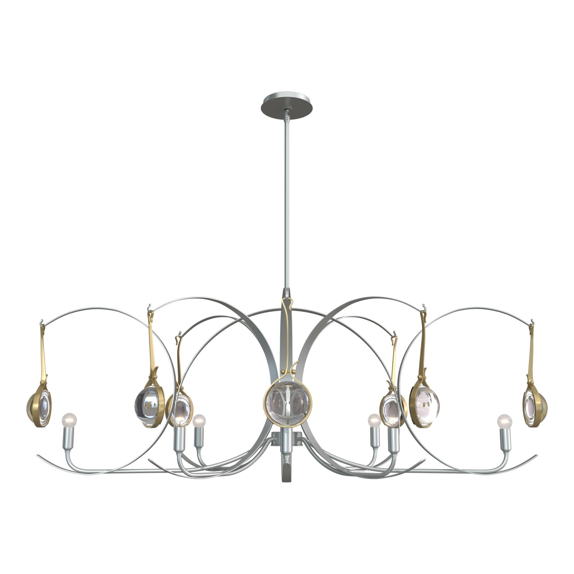 Shown in Vintage Platinum finish and Clear glass and Modern Brass accent