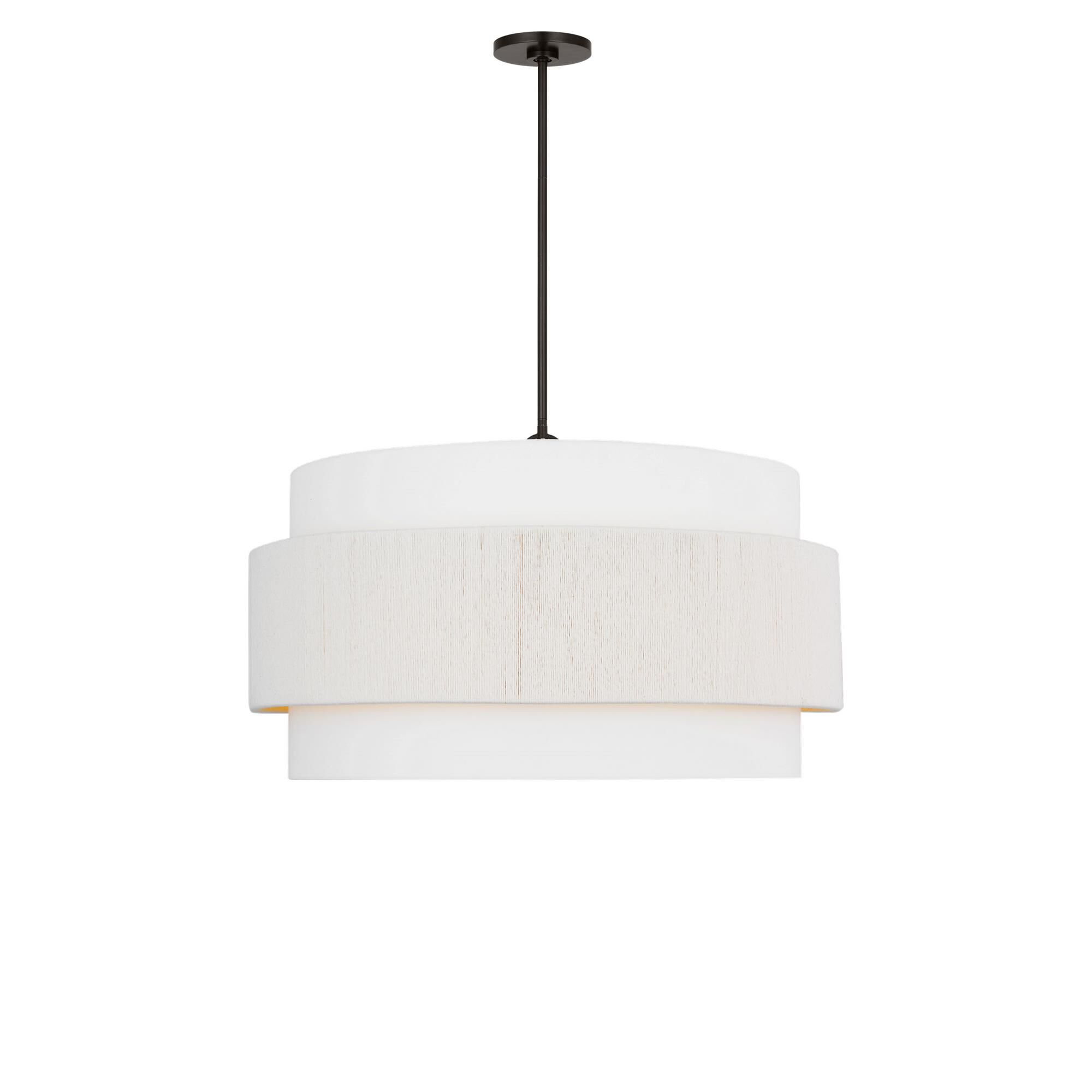 Shown in Aged Iron finish and White Linen Fabric shade